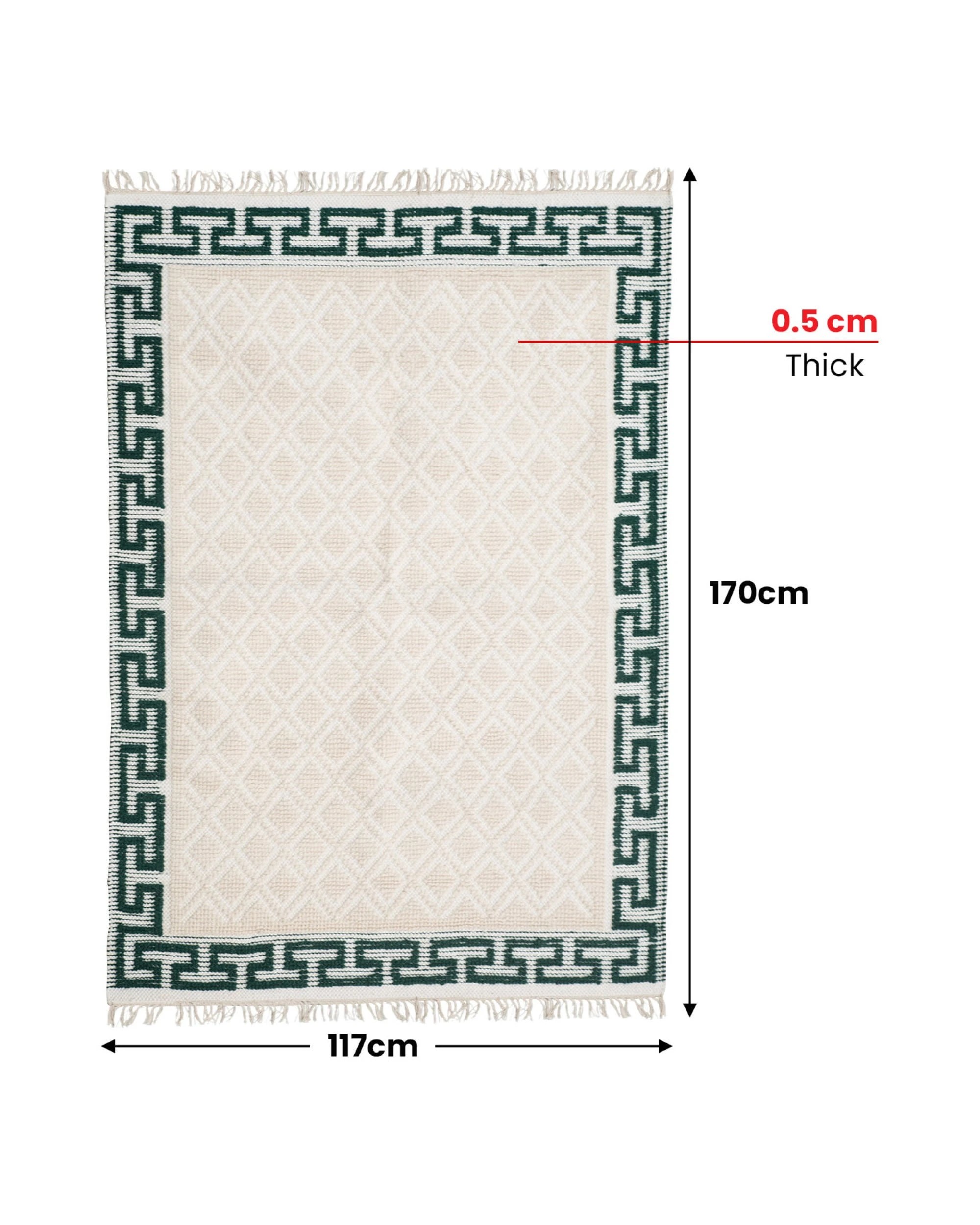 3 Greek Inspired Wool Rug 165 - Green, 3 of 4