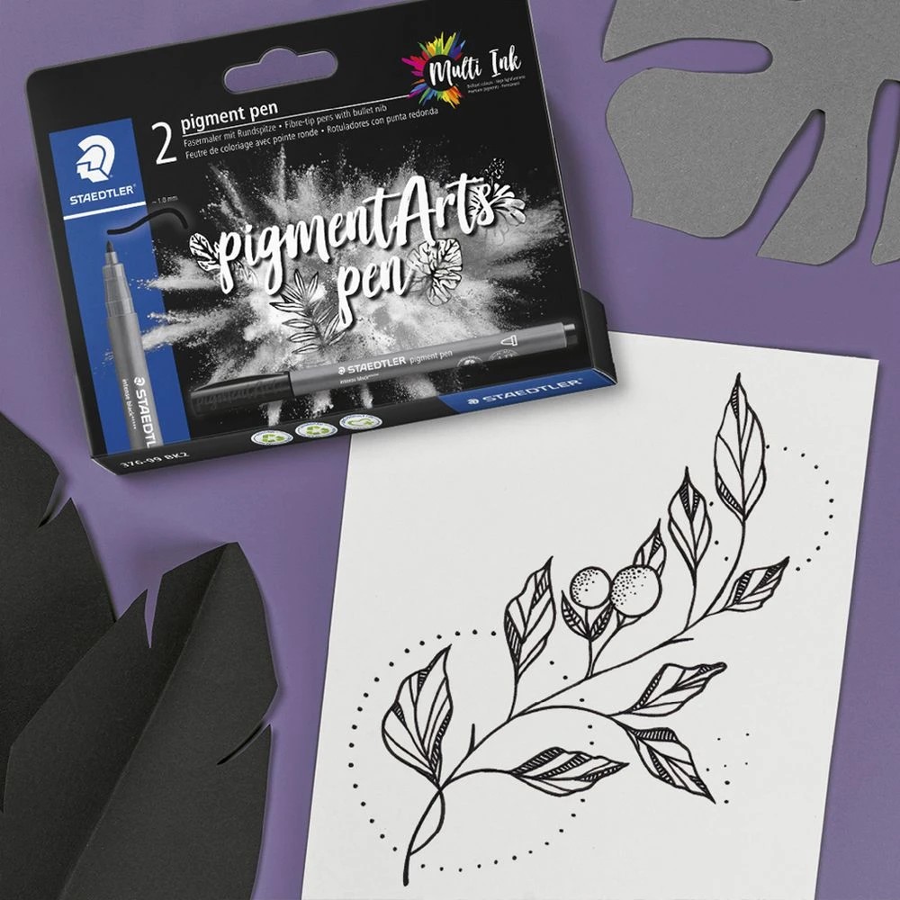 2 Staedtler Pigment Arts Pens Black 2 Pack, 2 of 7