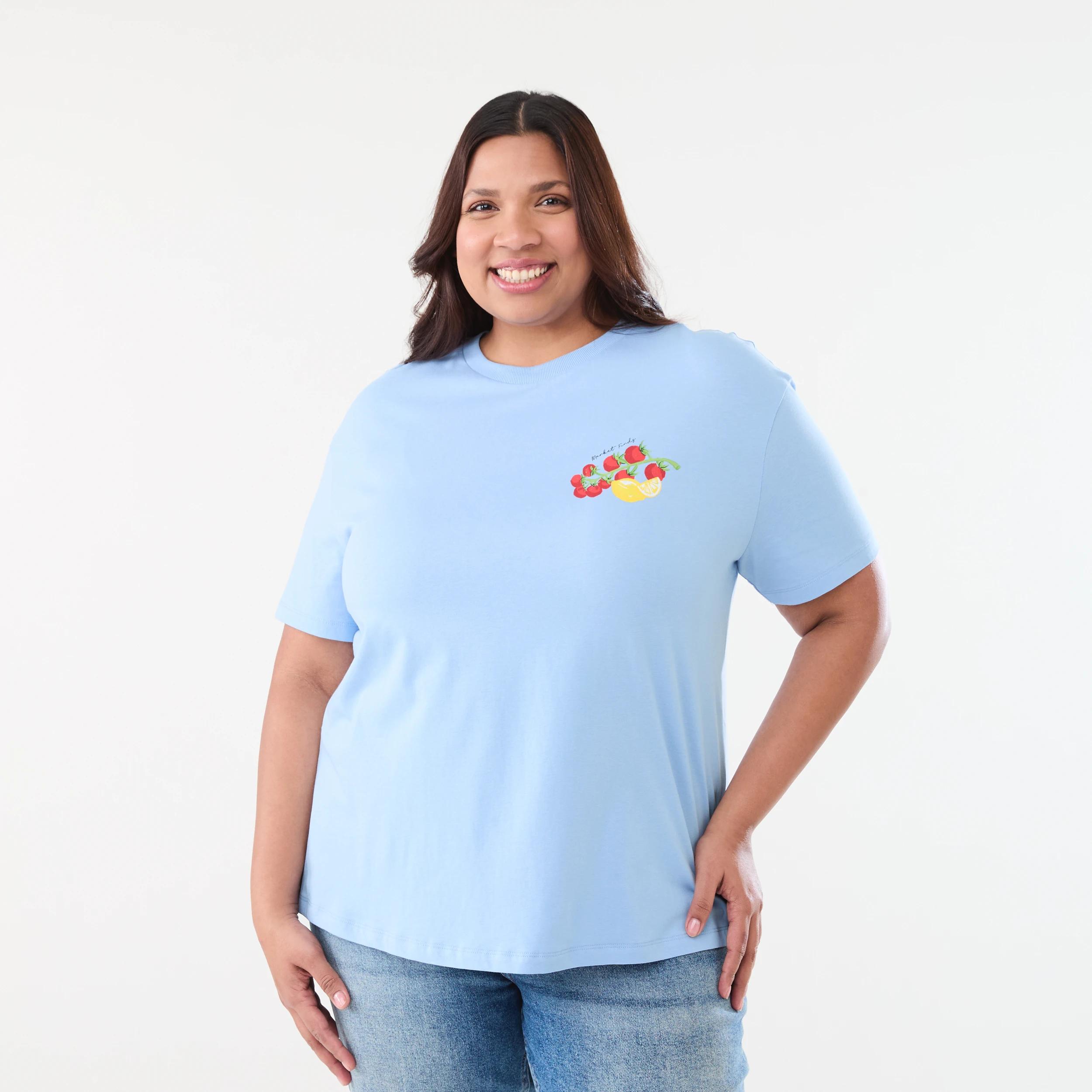 1 Curve Short Sleeve Boyfriend T-shirt MARKET BAG BRUNI BLUE, 1 of 7