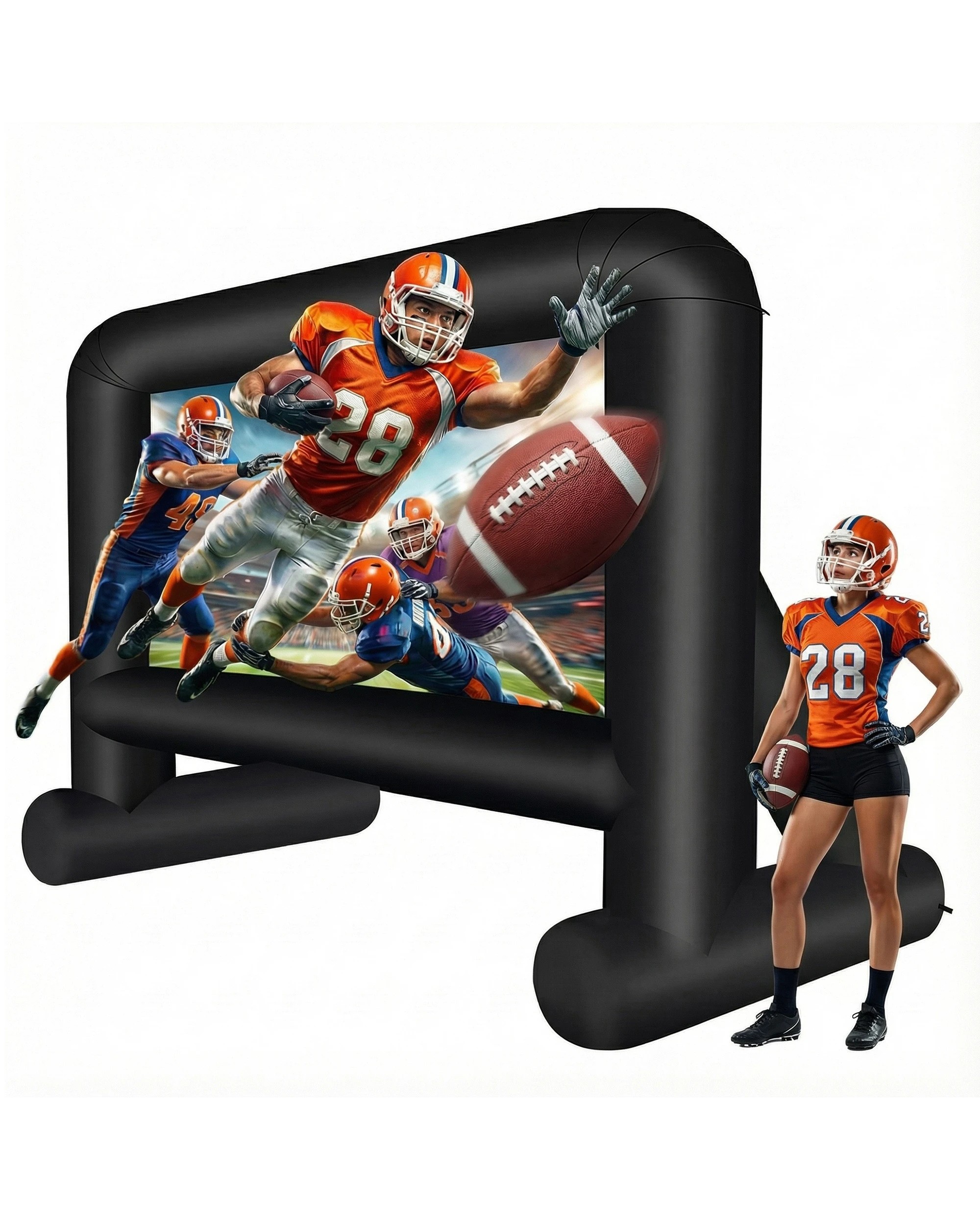 7 Advwin 16ft Inflatable Movie Screen Outdoor Projector Screen with Blower Storage Bag Stakes - Black, 7 of 7