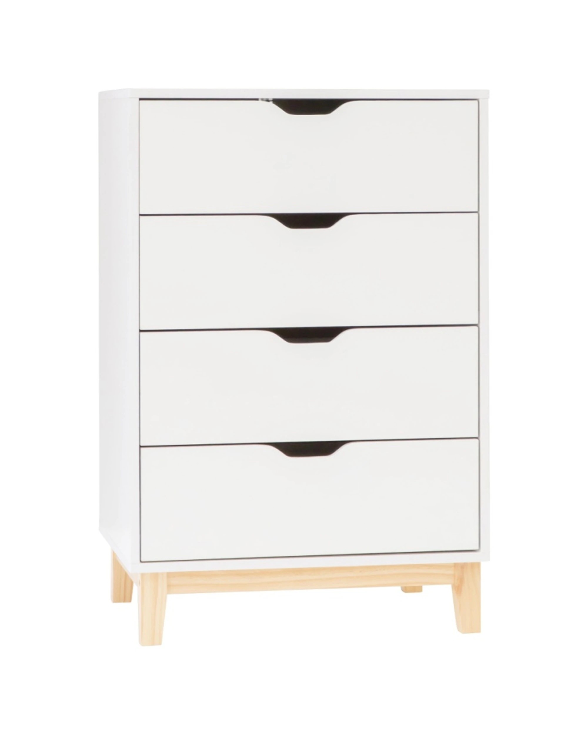 1 Alpine Bay Alma Scandi 4 Drawer Chest Laminated Pinewood Legs Storage - White, 1 of 5