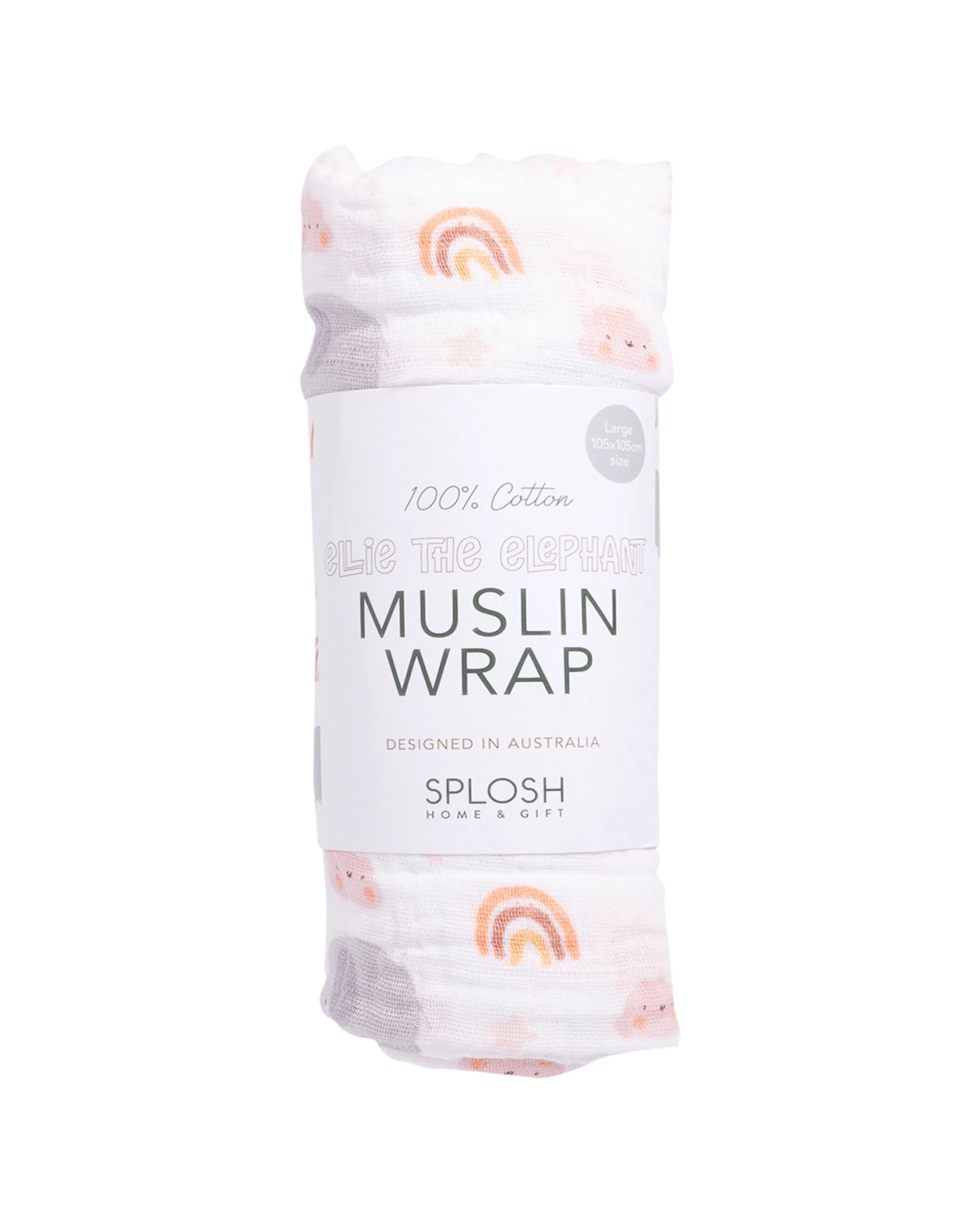 1 Splosh Baby Elephant Cotton Muslin Wrap Soft Breathable 0 Months And Up - Grey, 1 of 3