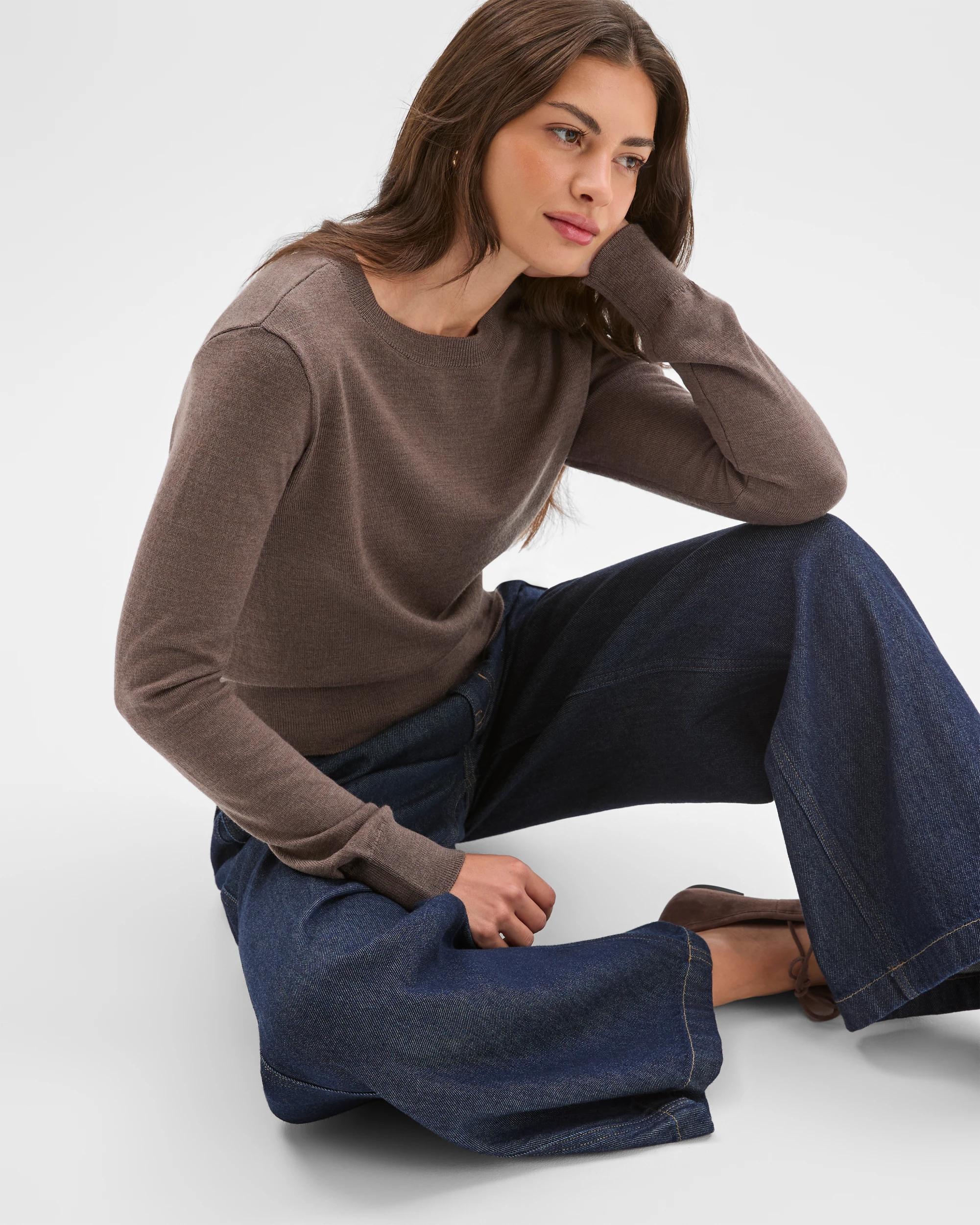 8 Target Petites Petites Australian Merino Wool Crew Neck Sweater TAUPE, 8 of 8