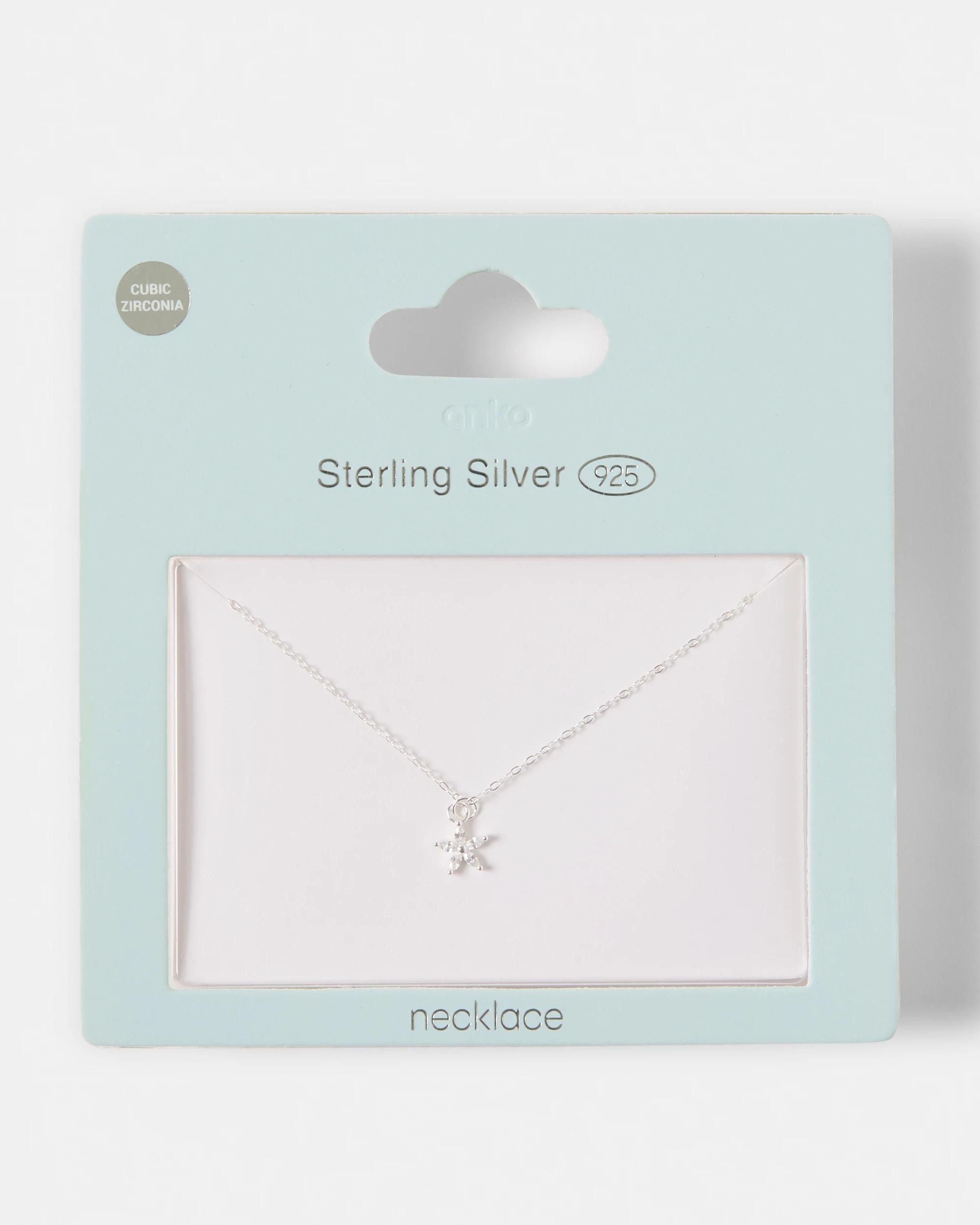 4 Sterling Silver 925 Cubic Zirconia Flower Necklace Silver, 4 of 4