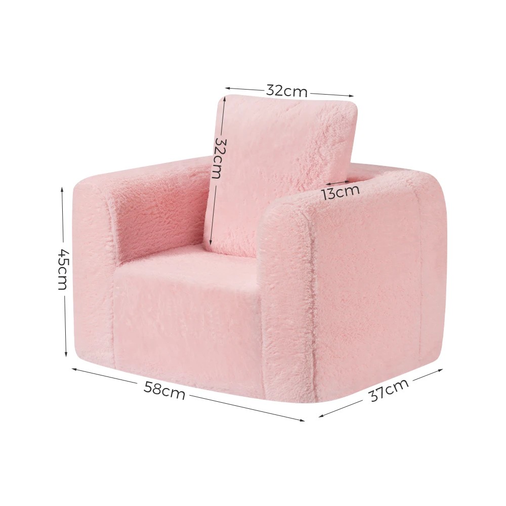 2 Playpals Kid Sofa Lounge Couch with Pillow High Back Toddler Chair - Pink, 2 of 3