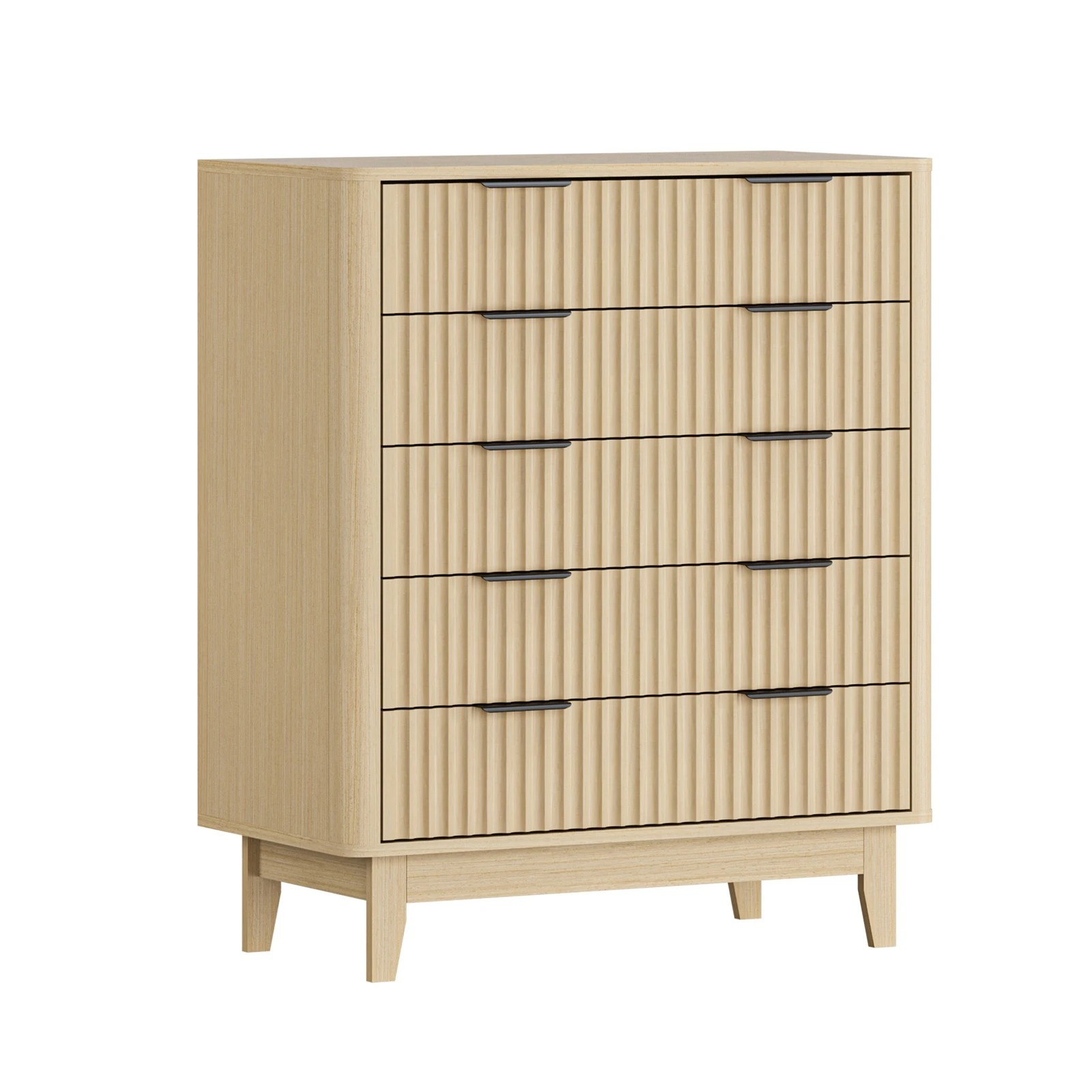 6 Oikiture 5 Chest Of Drawers Storage Cabinet Dressers Tallboy Stripe
 - Natural, 6 of 9