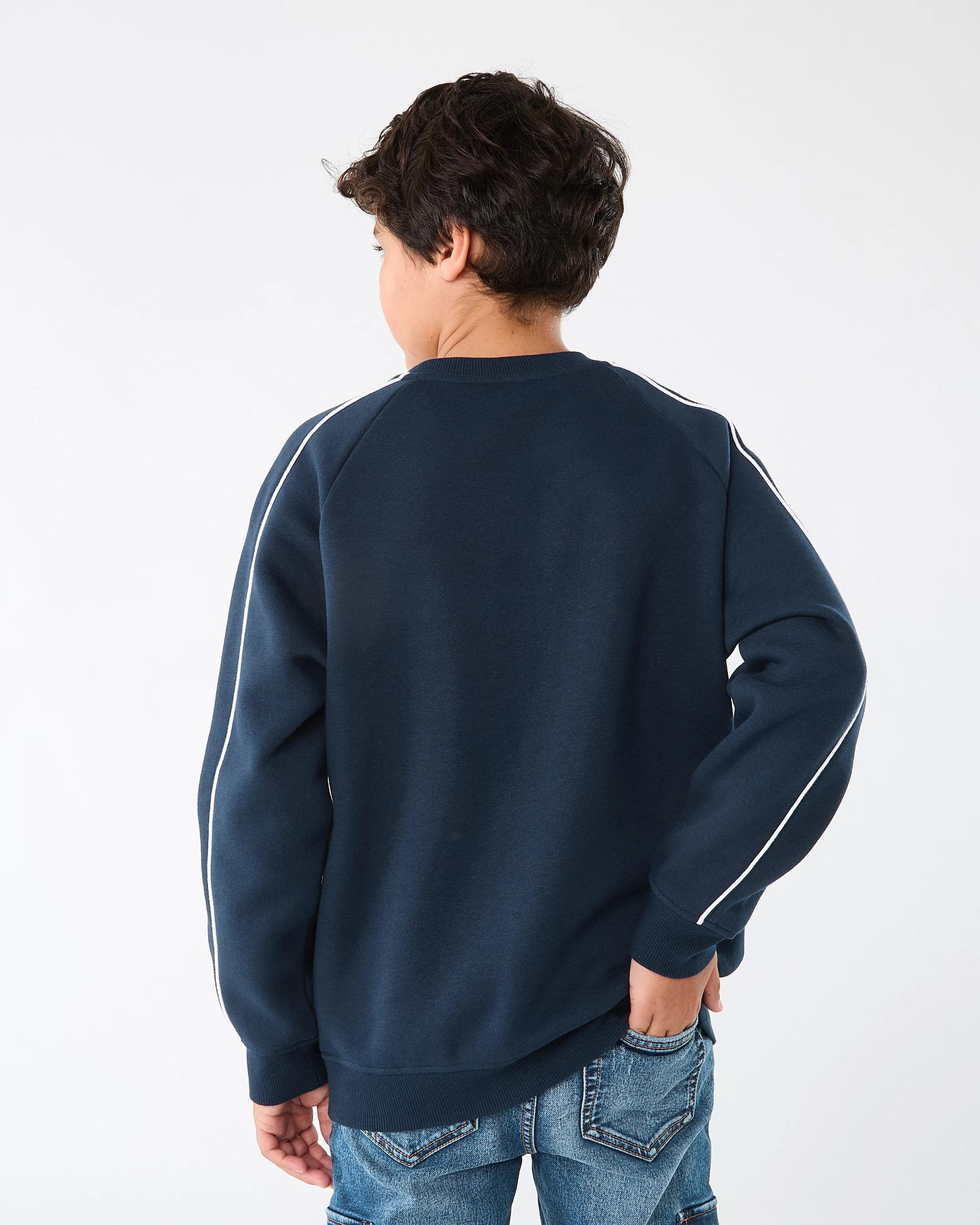 2 Oversized Pipe Detail Crew Neck Sweatshirt Nvy Varsit, 2 of 7