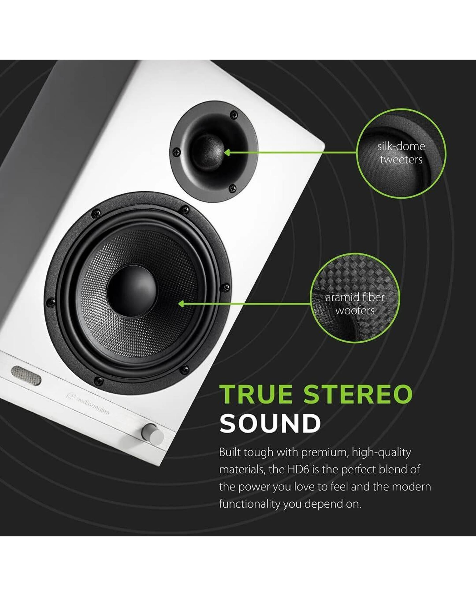 4 Audioengine HD6 Premium Powered Wireless Bookshelf Speakers Pair White, 4 of 8