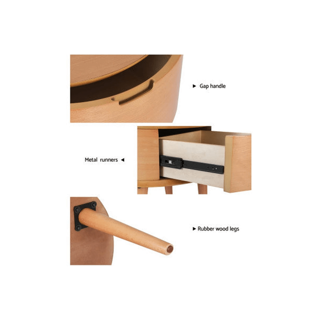 6 Artiss Curved Bedside Table - Natural, 6 of 7