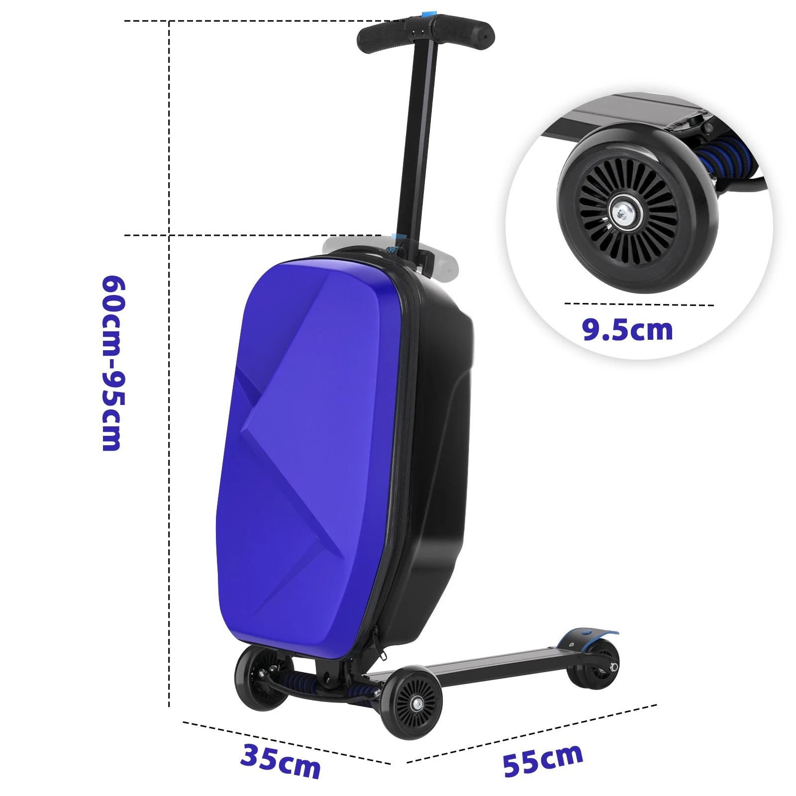 10 Advwin 2-in-1 Foldable Scooter Suitcase LED Wheels Ride-on LuggageCarry-on Luggage & Travel Scooter Ride-on Suitcase, 10 of 10
