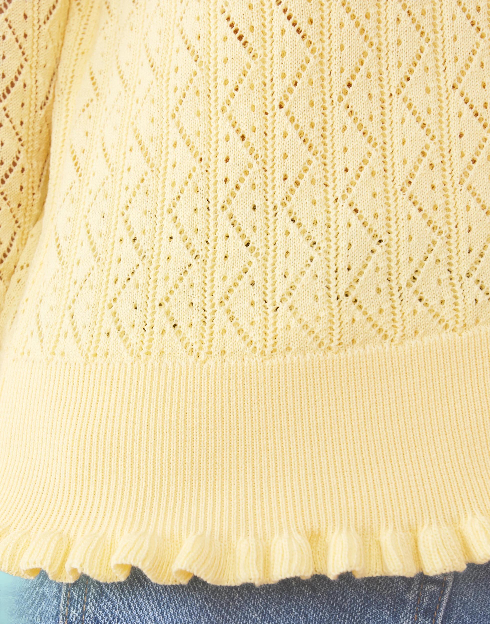 8 Pointelle Cardigan Fln Yellow, 8 of 8