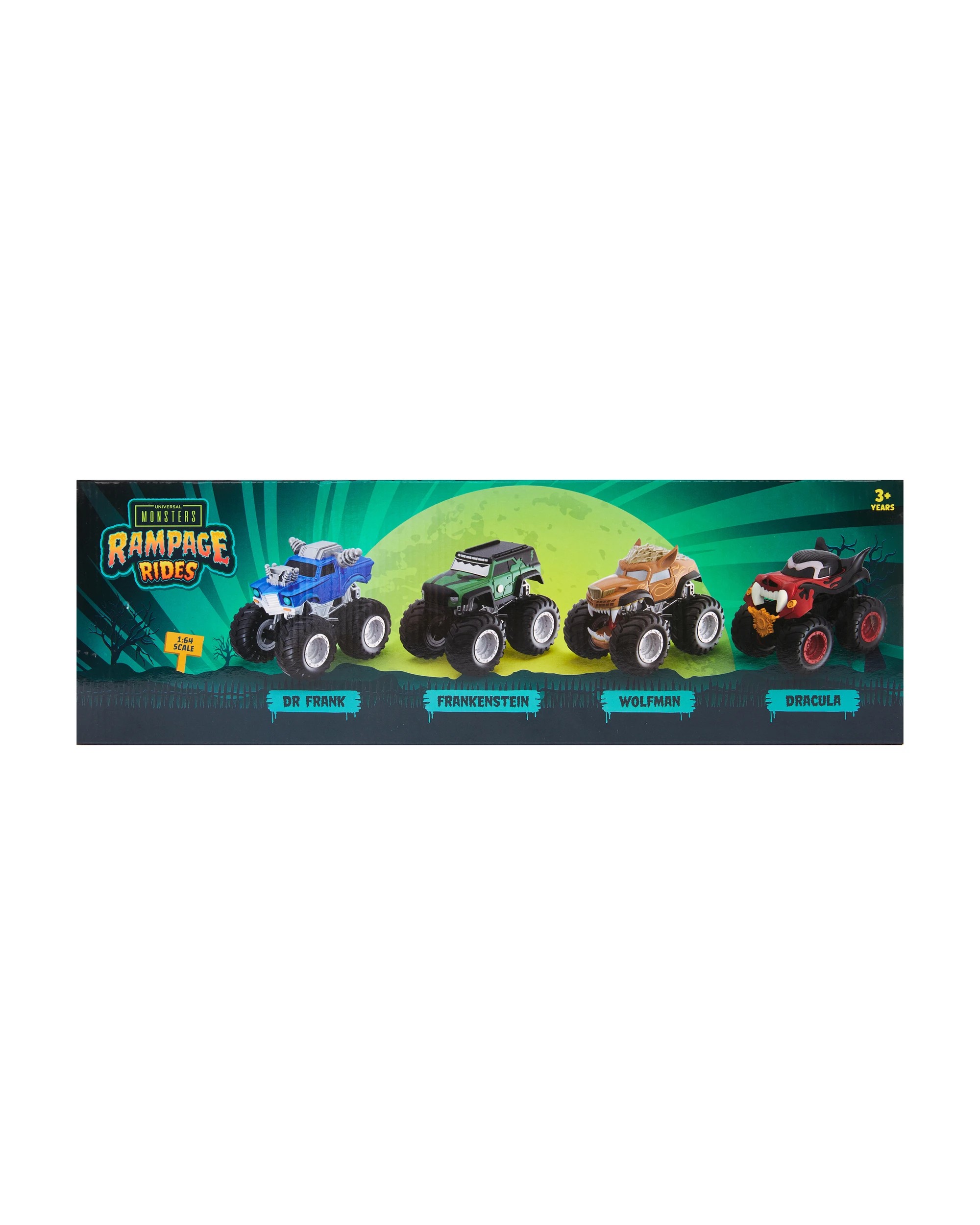 6 4 Pack Universal Monsters Rampage Rides 1:64 Scale Diecast Monster Trucks, 6 of 6