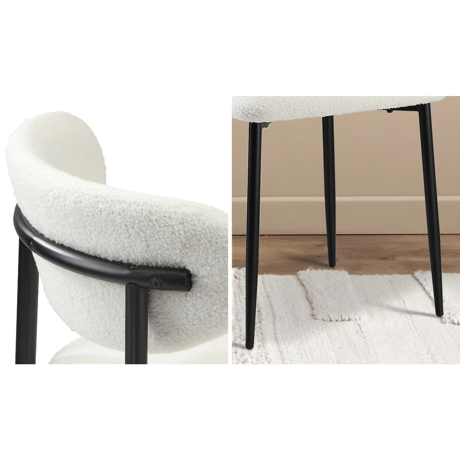 5 Oikiture 90cm Round Dining Table with 4x Dining Chairs Boucle - Multi, 5 of 9