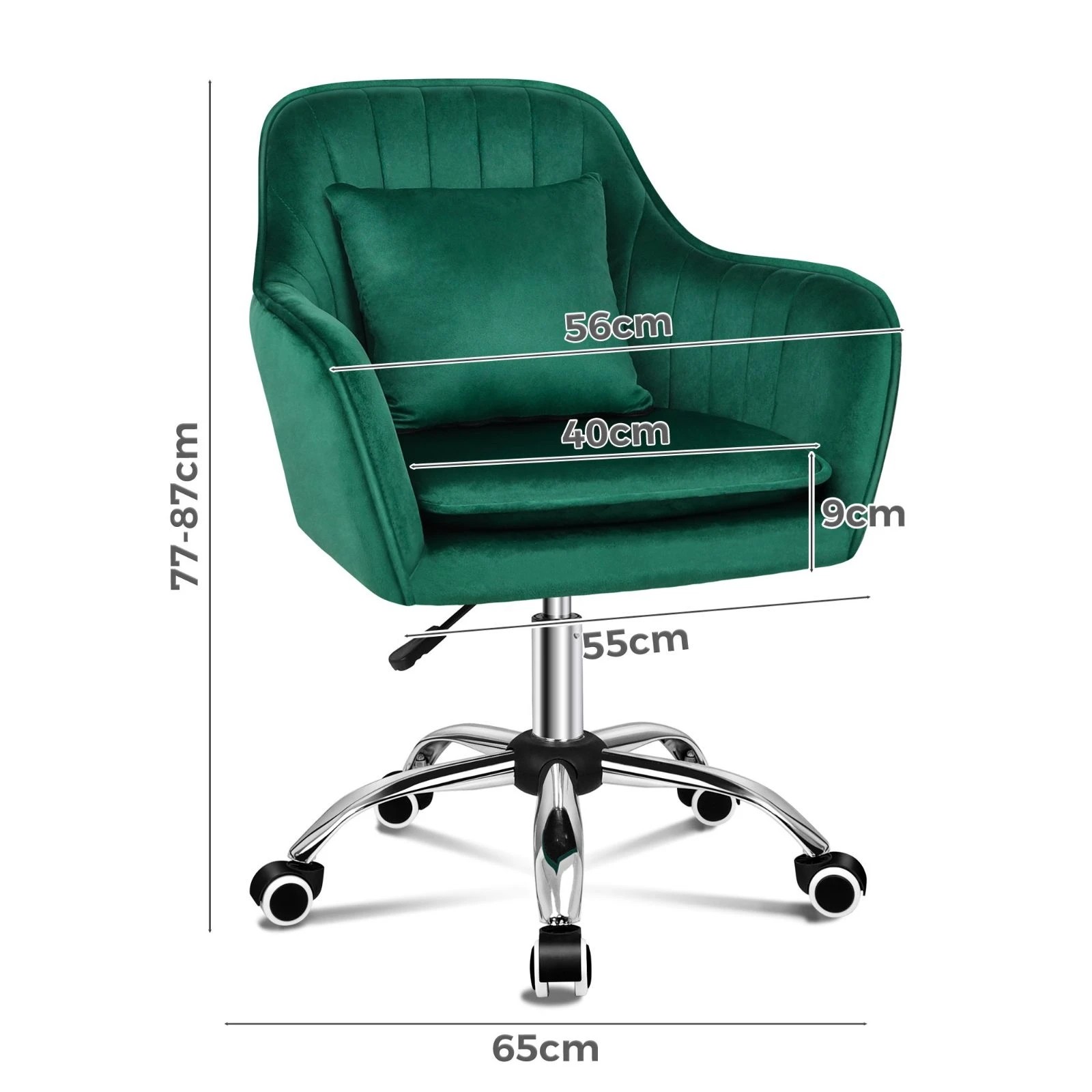6 Alfordson Velvet Office Chair Computer Swivel Armchair Work Adult Kids - Green, 6 of 10
