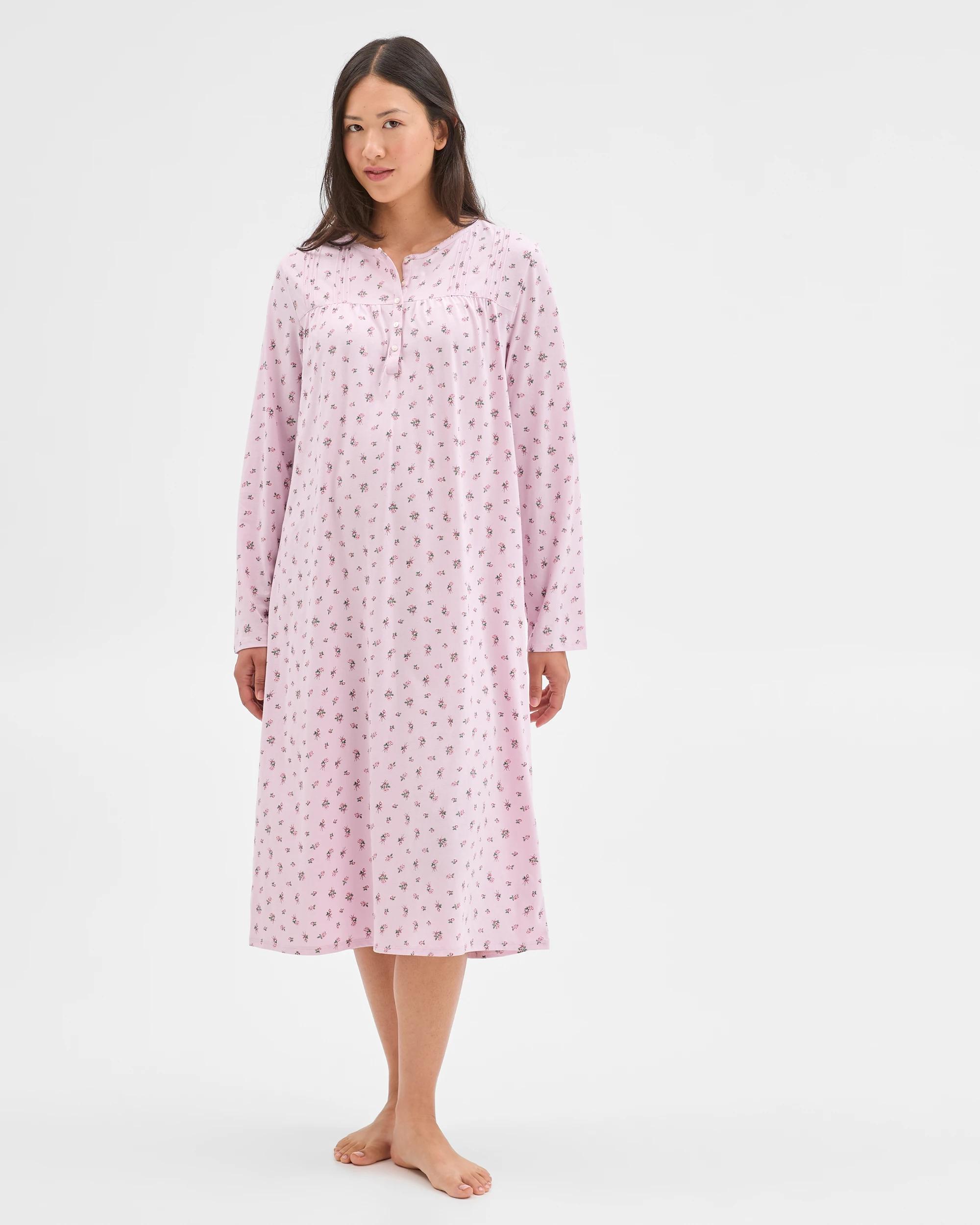 1 Target Woman Australian Cotton Long Sleeve Traditional Pintuck Nightie PINK BOW, 1 of 7