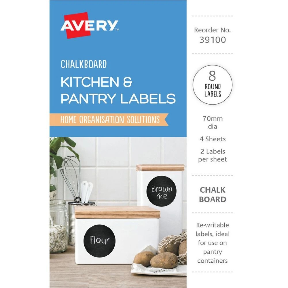 1 Avery Round Chalkboard Labels Black 8 Pack, 1 of 2