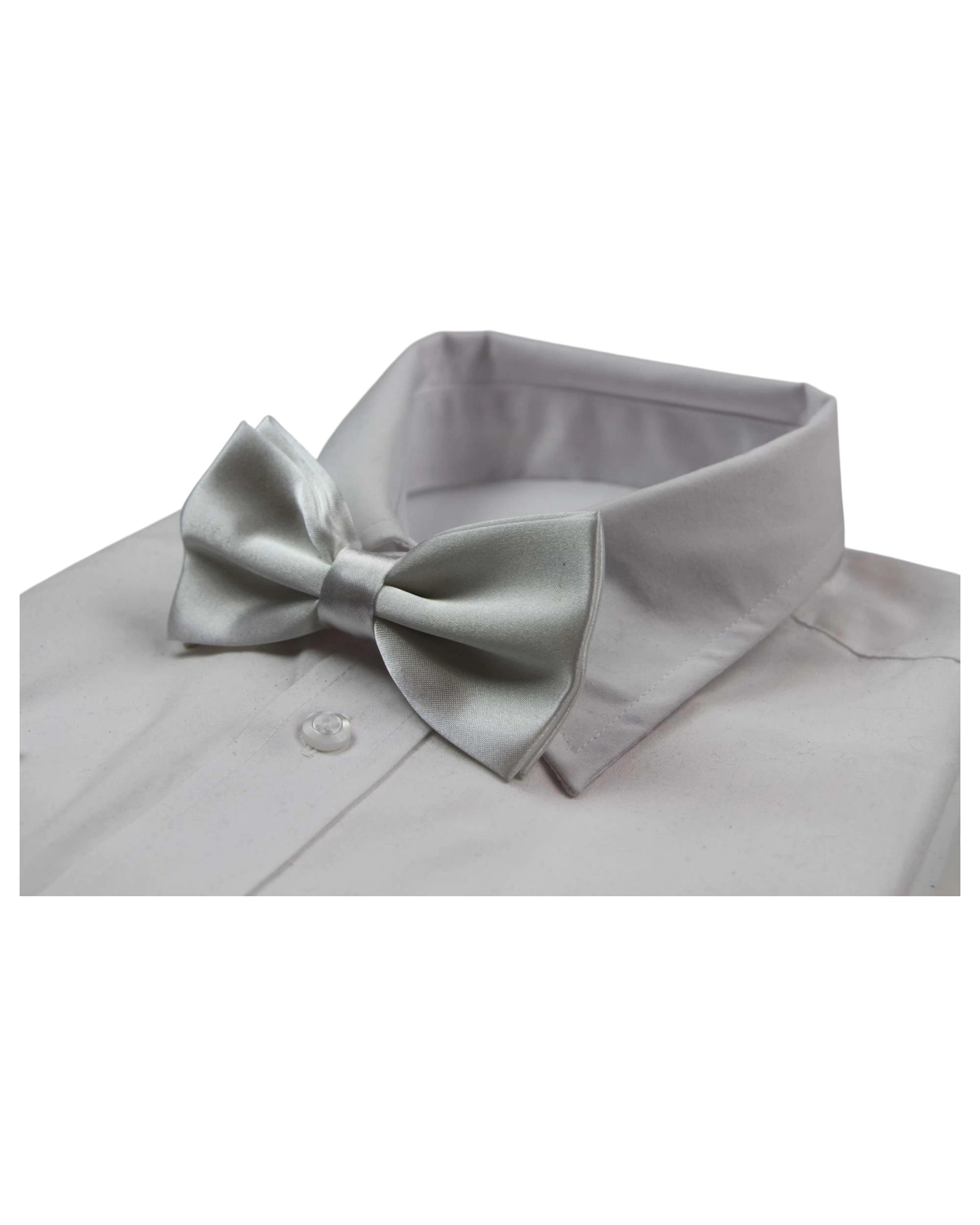 1 Zasel Mens White Solid Plain Colour Bow Tie, 1 of 3