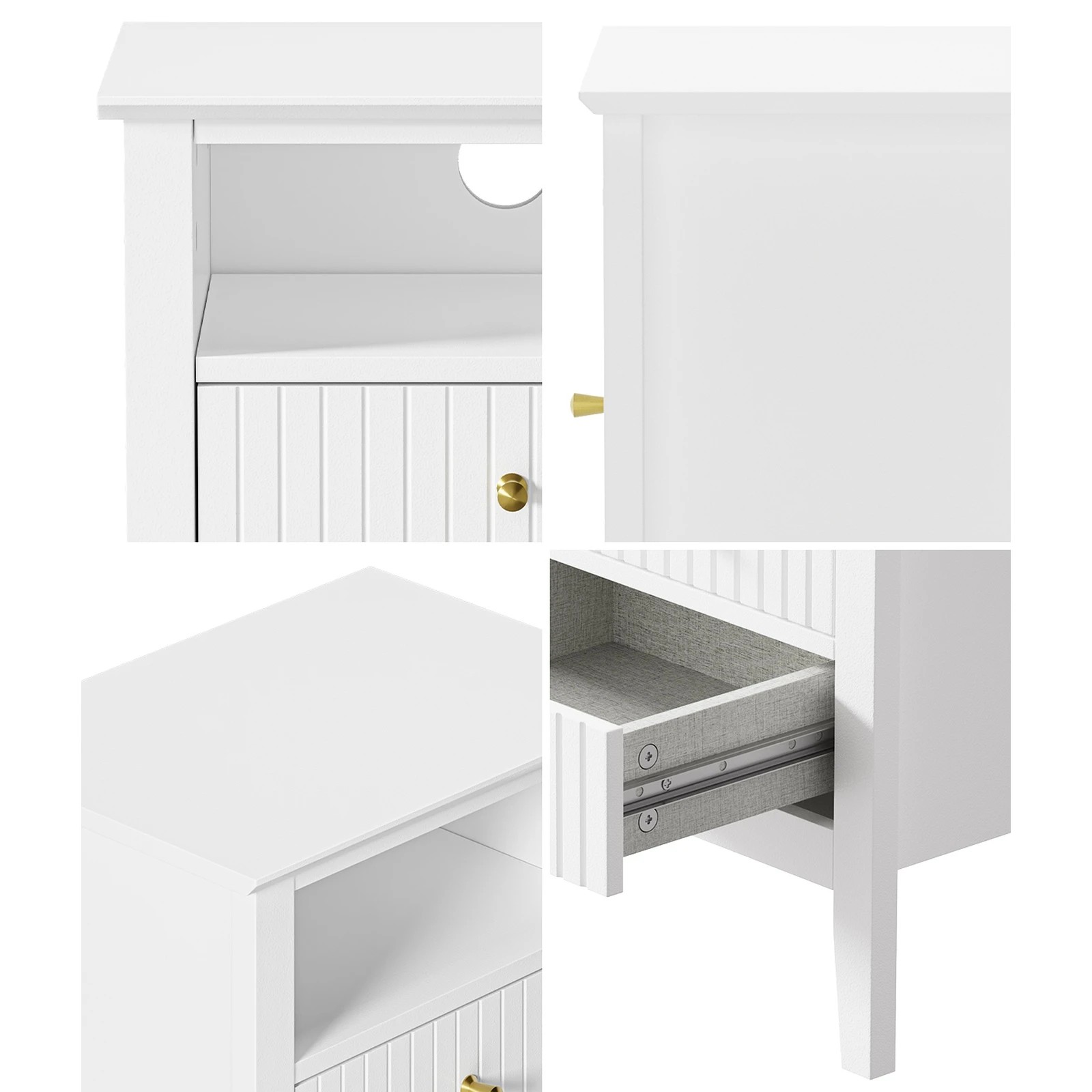 5 Oikiture Bedside Table Nightstand 2 Drawer with Shelf Storage Cabinet - White, 5 of 9