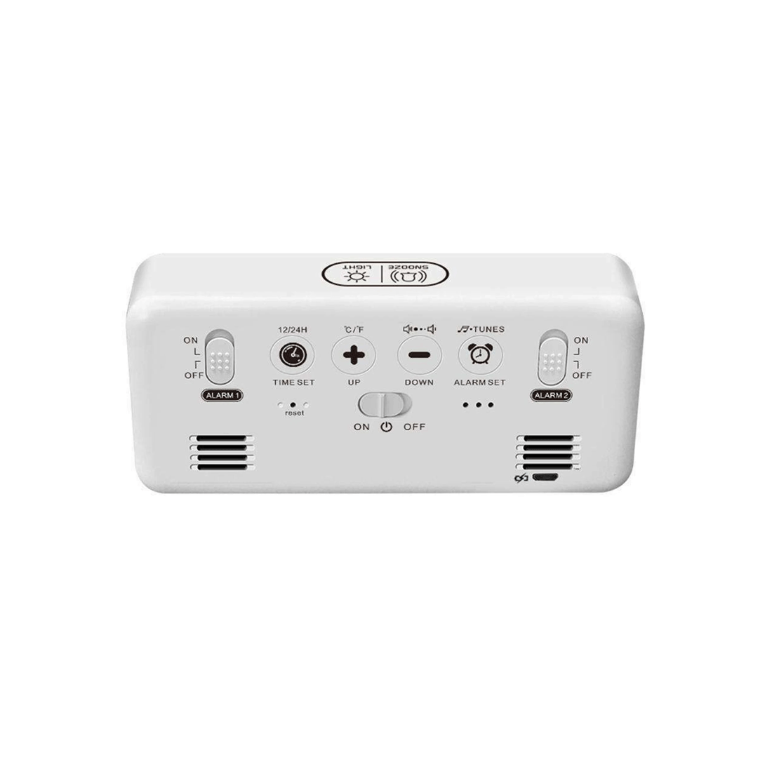 2 TODO LED Digital Alarm Clock Temperature Music Alarm USB Rechargeable - White, 2 of 2