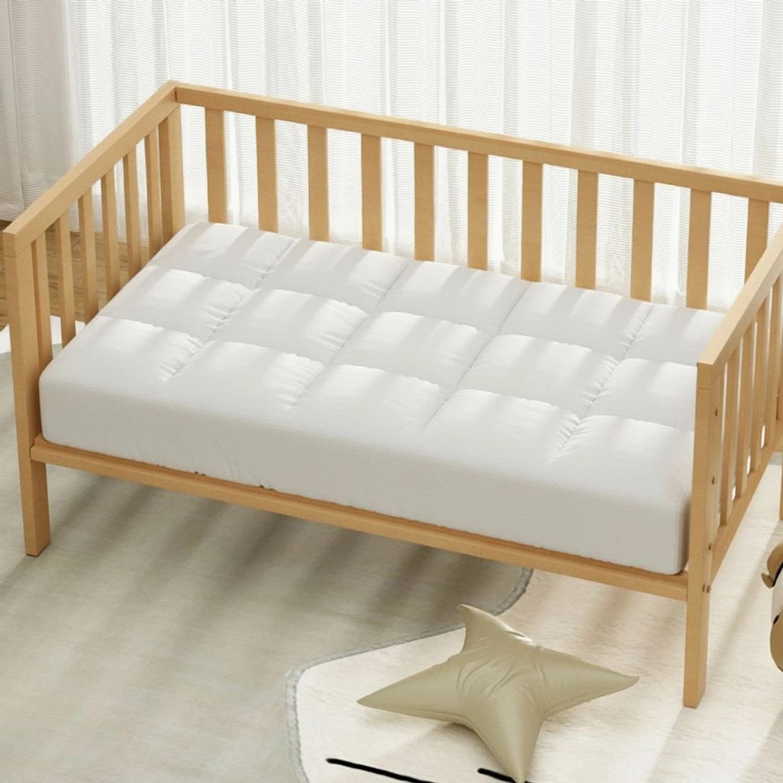 3 Giselle Bedding Mattress Topper Pillowtop Bamboo Cot - White, 3 of 4