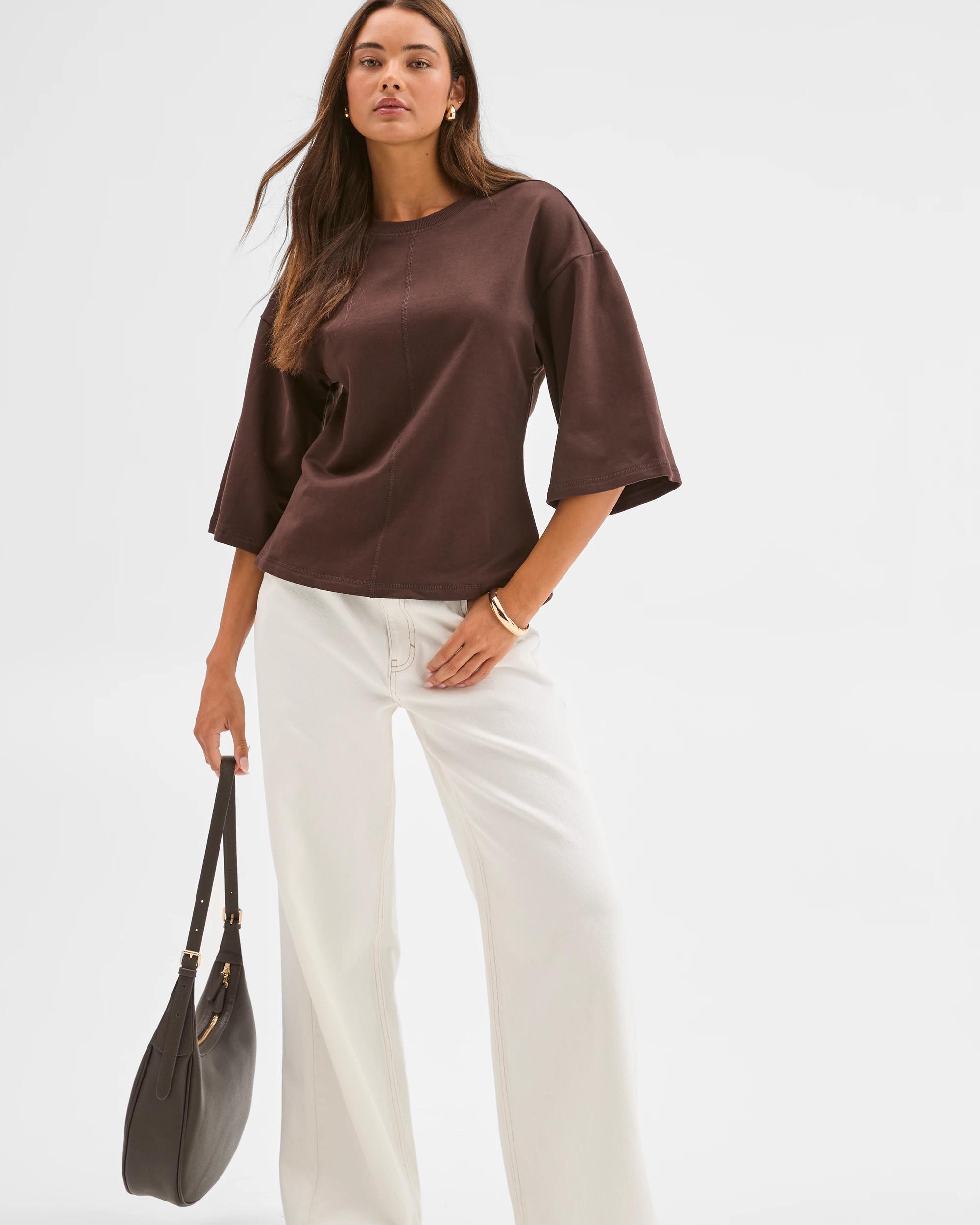 2 Lily Loves Australian Cotton Cinch Waist T-Shirt COFFEE BEAN, 2 of 6