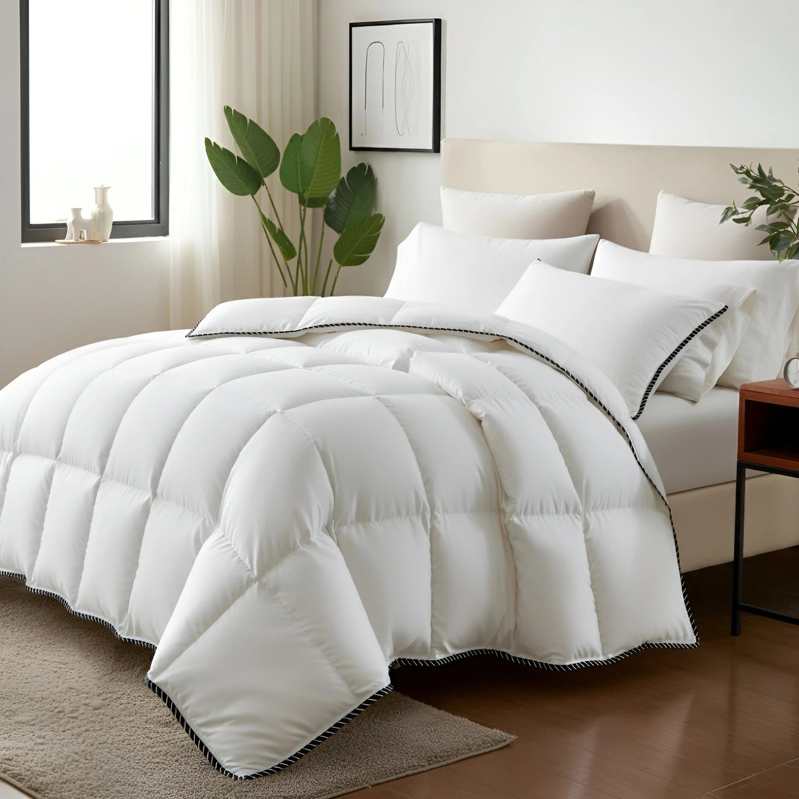 2 Royal Comfort 350GSM Luxury Soft Bamboo All-Seasons Quilt Duvet - Single Bed - White, 2 of 6