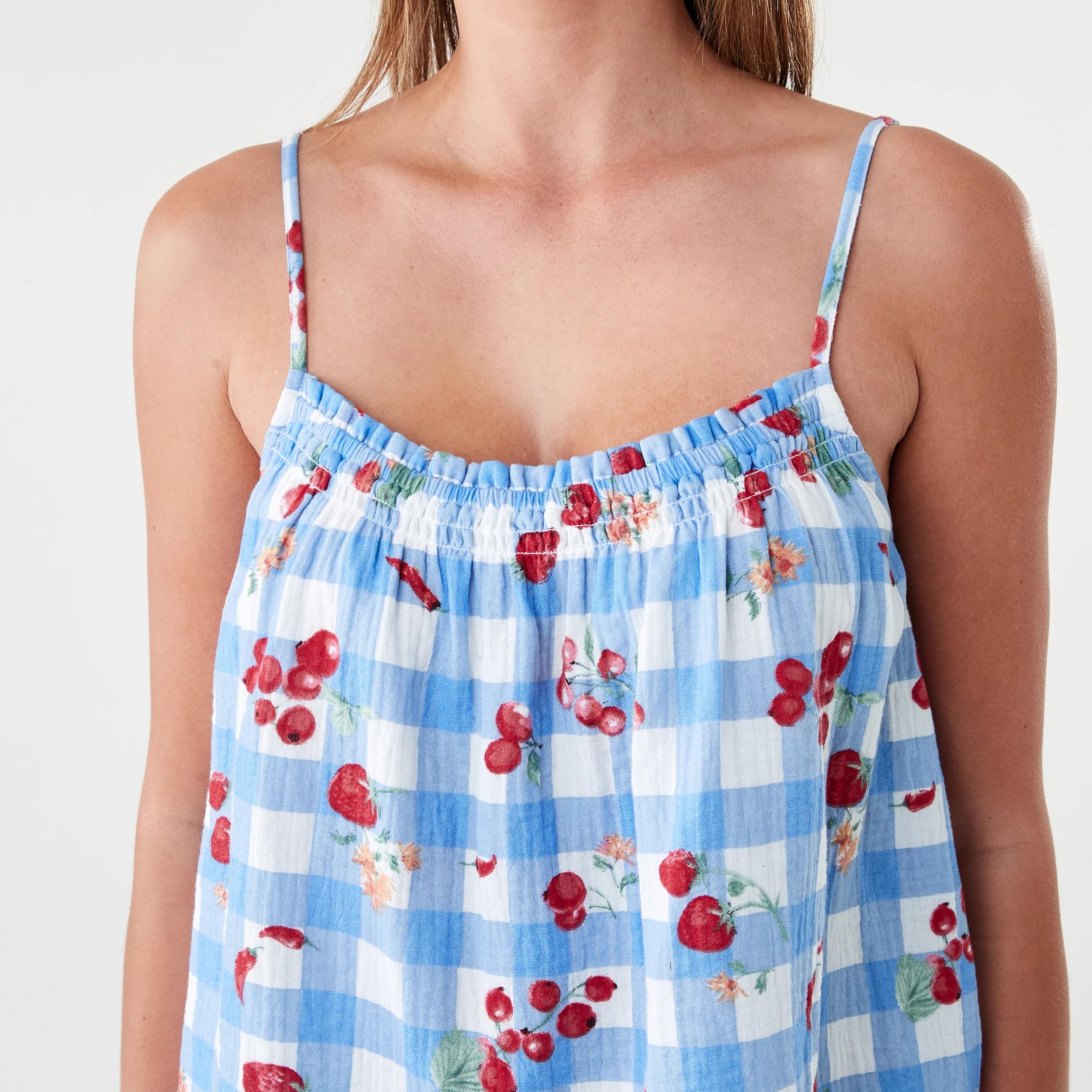 5 Sleeveless Double Cloth Cami and Shorts Pyjama Set Fruit Ging, 5 of 8