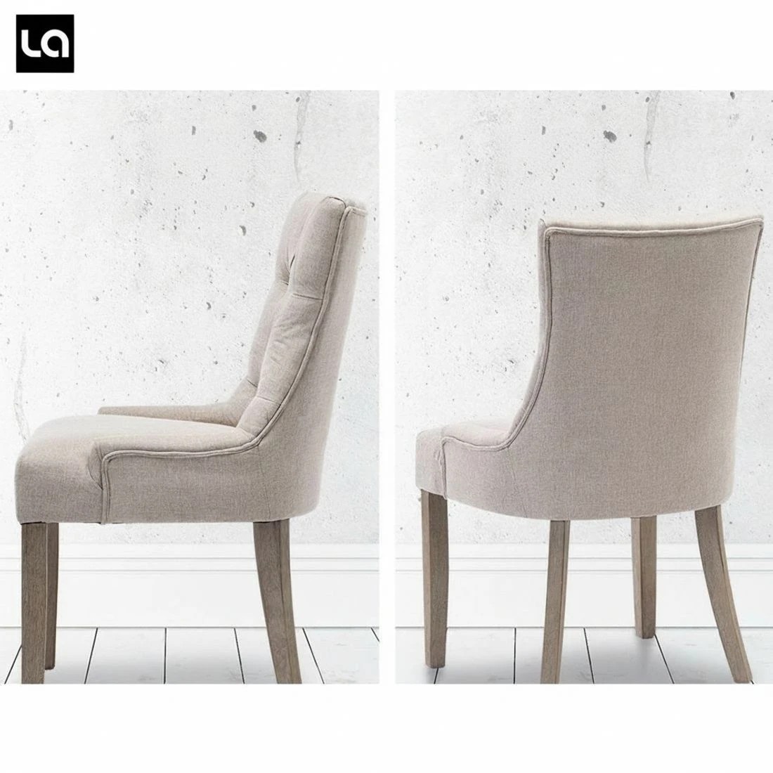 4 Artiss Dining Chairs Set of 2 Linen French Provincial - Beige, 4 of 5