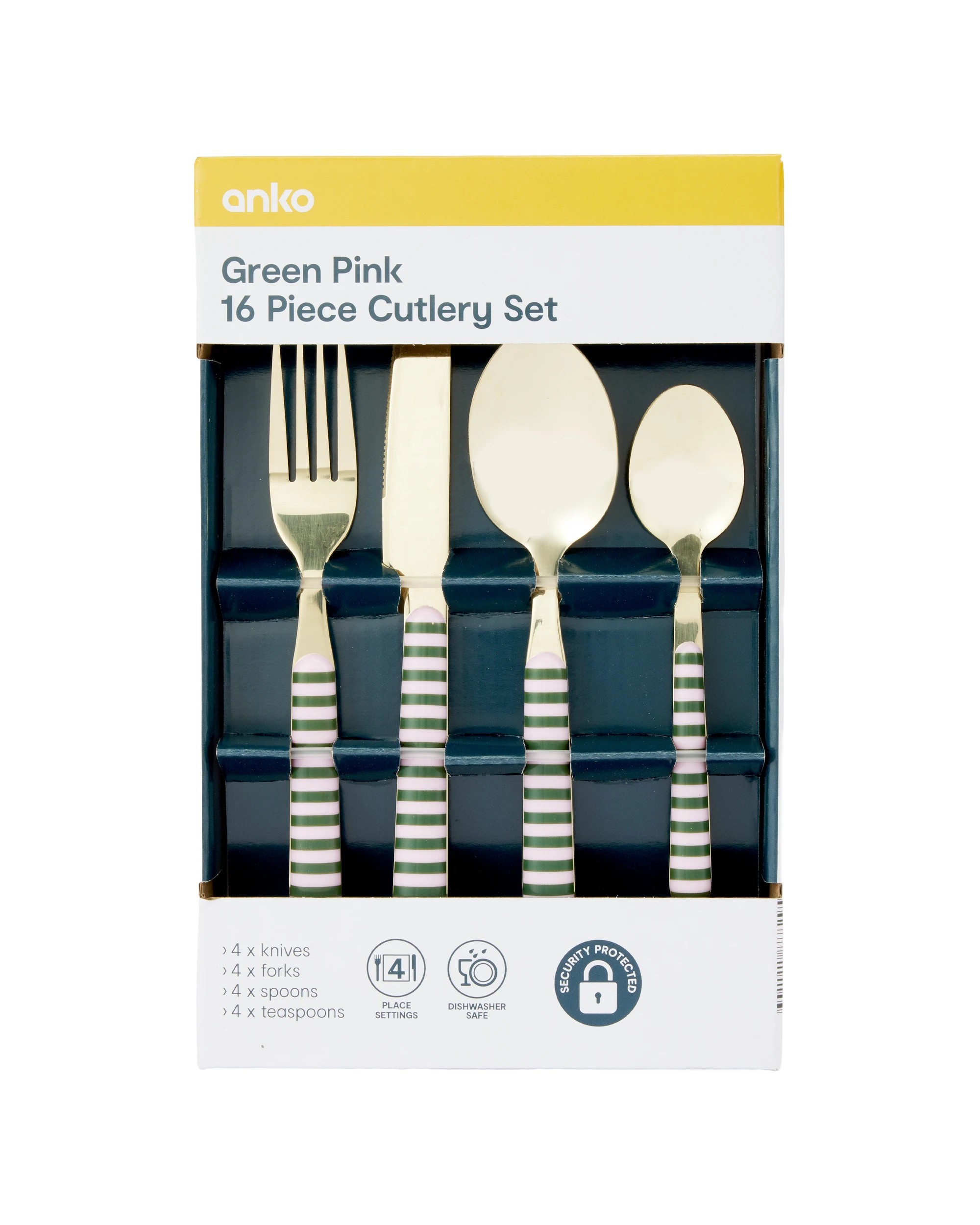 5 16 Piece Green and Pink Cutlery Set, 5 of 5