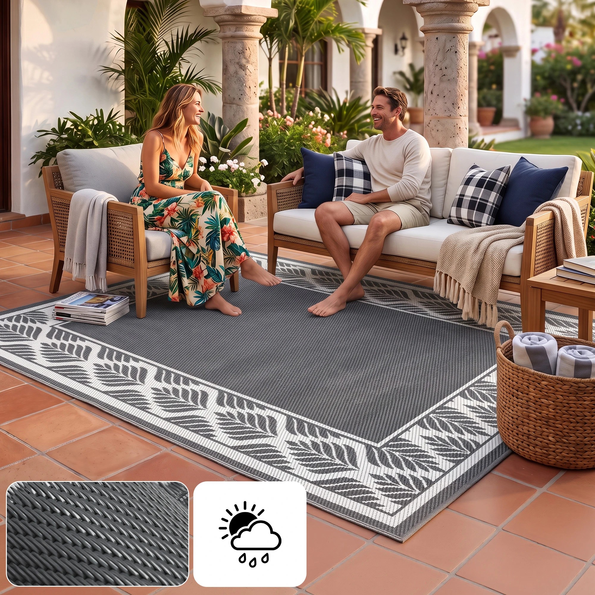 Gardeon Outdoor Rugs 274x366cm Large Carpet Reversible PP Dual-Sided ...