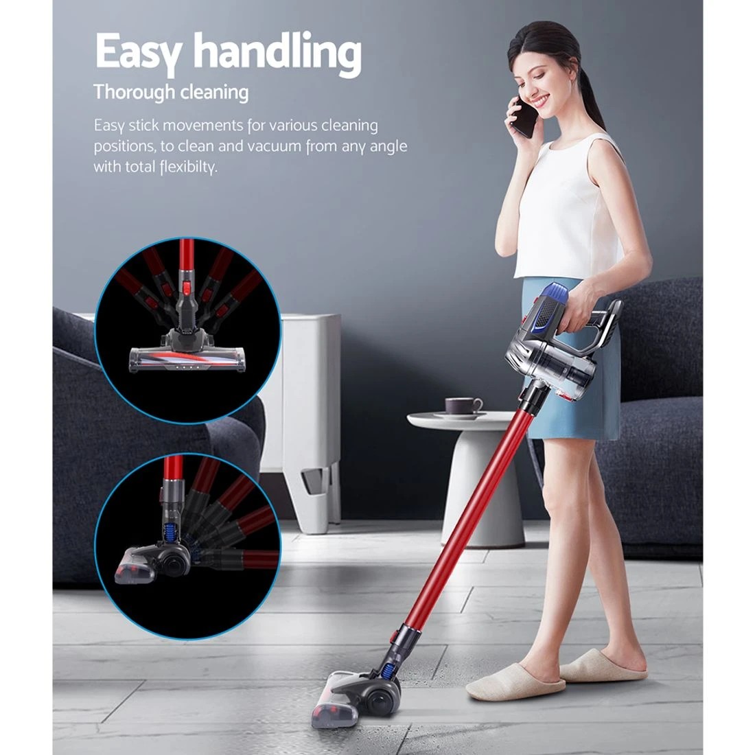 4 Devanti Stick Vacuum Cleaner Bagless Cordless  150W - Red, 4 of 7