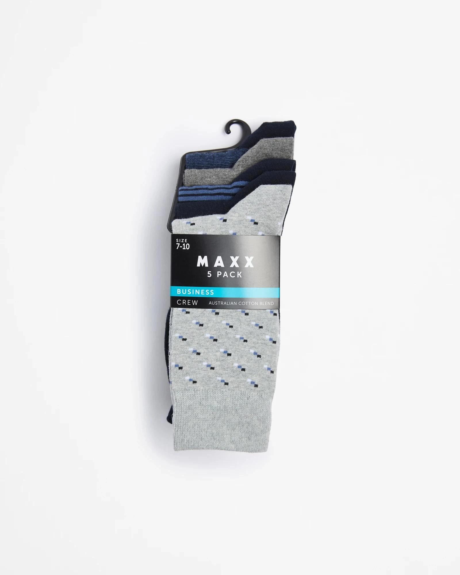 3 Australian Cotton Blend 5 Pack Business Crew Socks - Maxx BLUES, 3 of 3