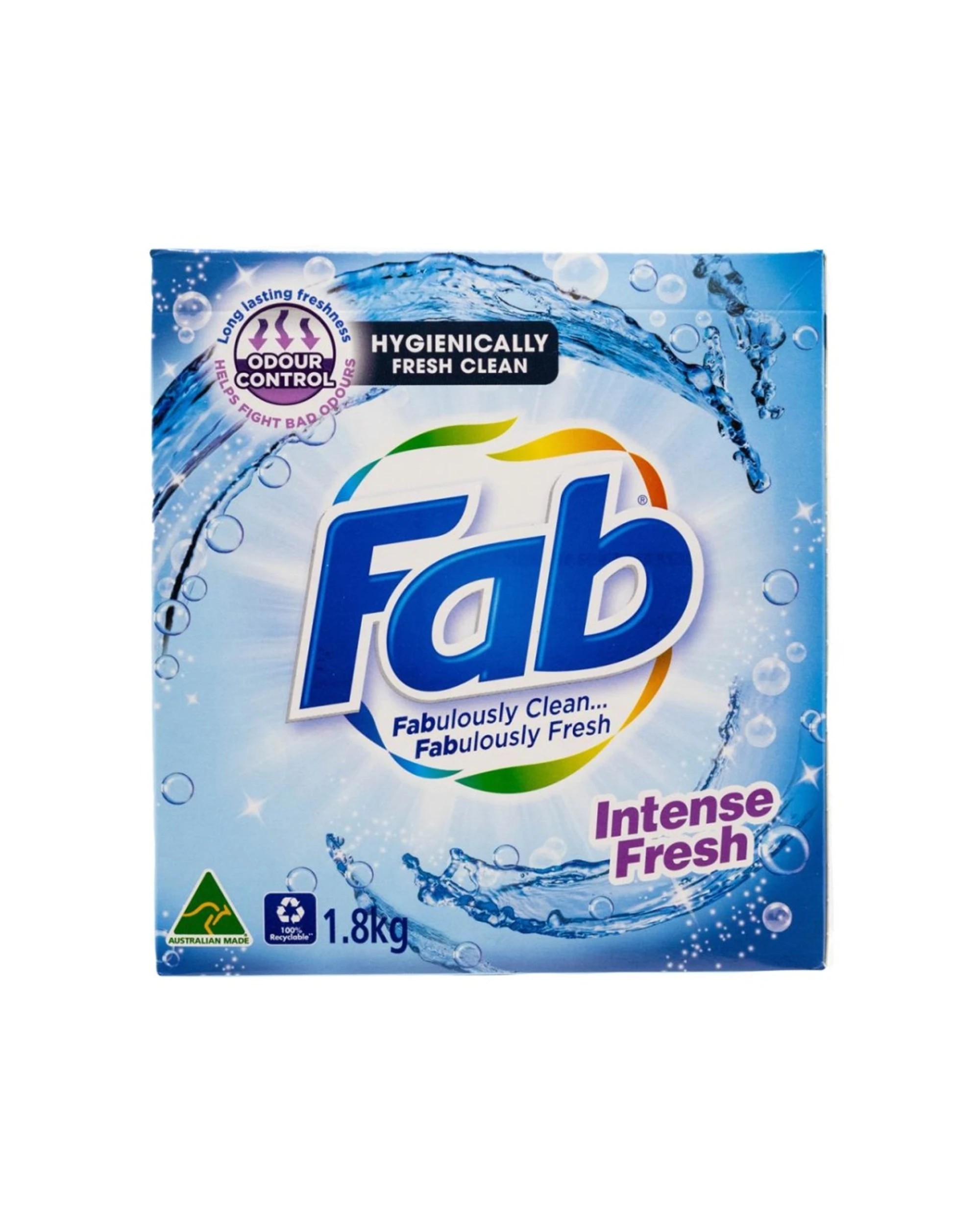 2 FAB Hygienically Clean Intense Fresh Laundry Powder 3pk 1.8kg Odour Control - Blue, 2 of 5