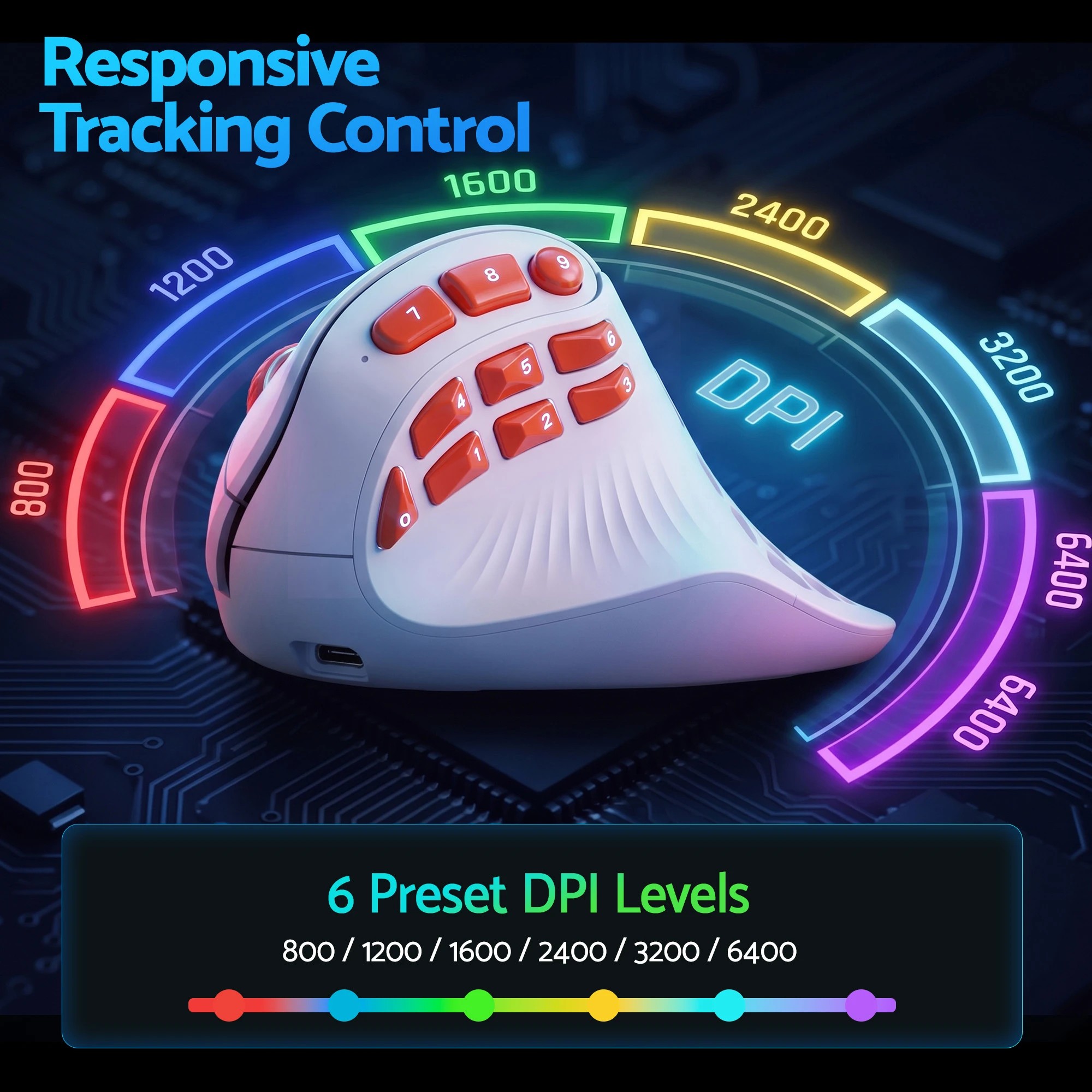 7 Solakaka E9 Pro Vertical MMO Mouse Tri-Mode 36000 DPI 8000Hz PAW3395 - White, 7 of 10