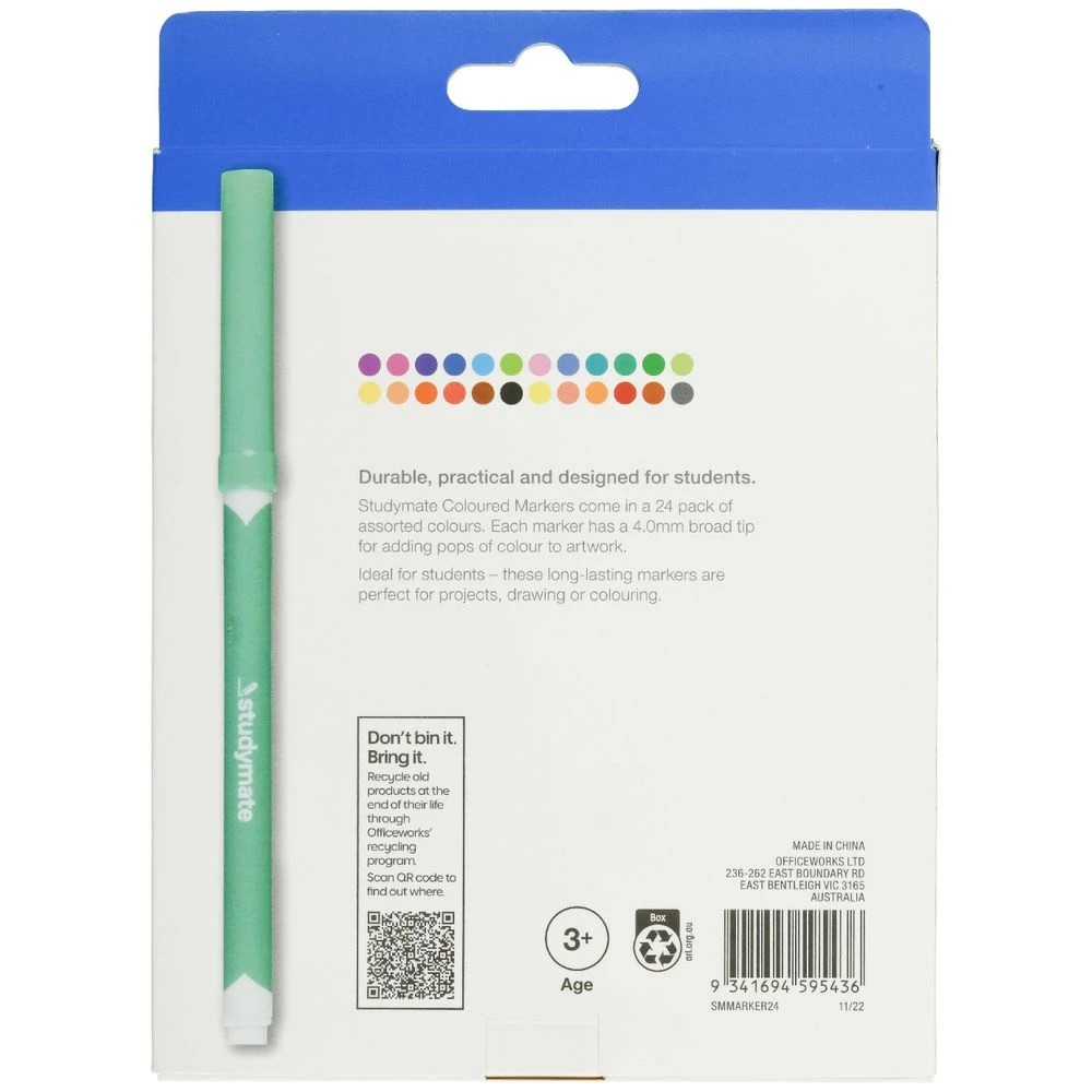 4 Studymate Coloured Markers 24 Pack, 4 of 4