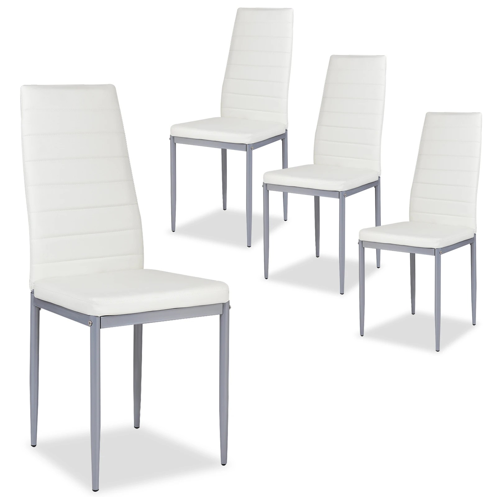 1 Costway 4x PVC Leather Dining Chairs Upholstered Armless Seat, 1 of 9