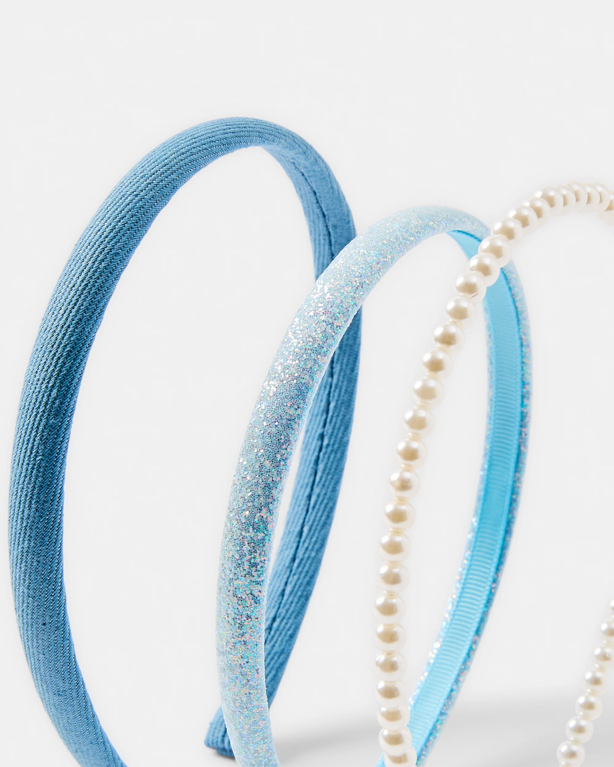 2 3 Pack Faux Pearl Headbands - Blue, 2 of 4