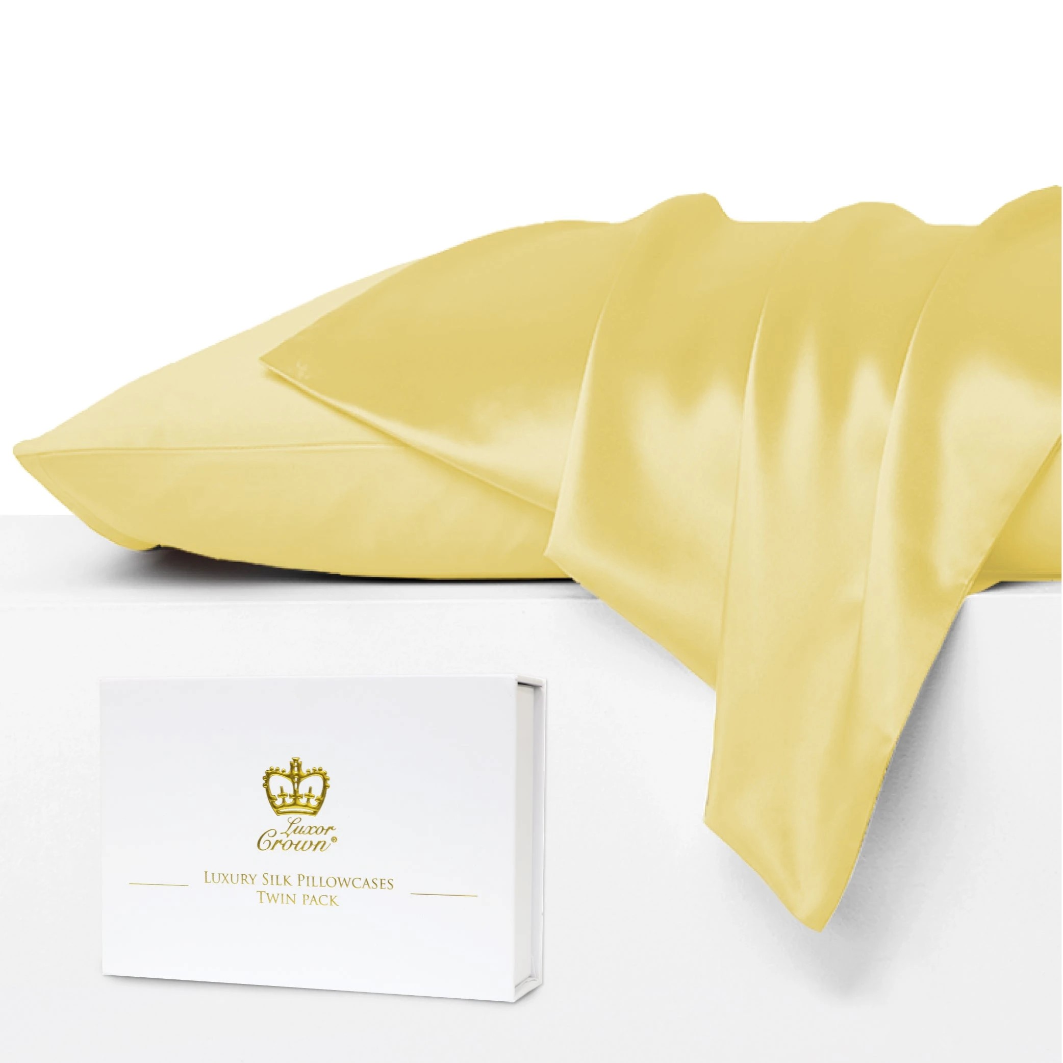 1 Luxor Crown Mulberry Silk Pillowcase (Twin Pack) - Champagne, 1 of 2
