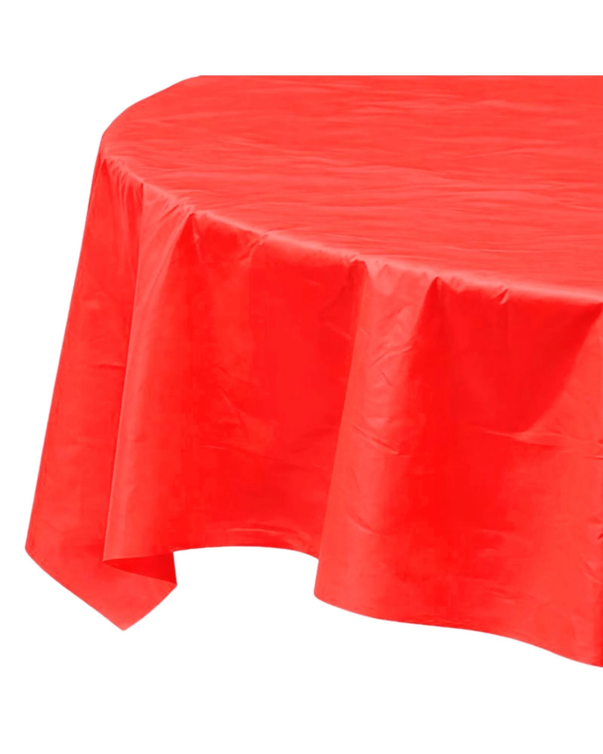 1 Unique Red Round Plastic Tablecloth - Red, 1 of 3