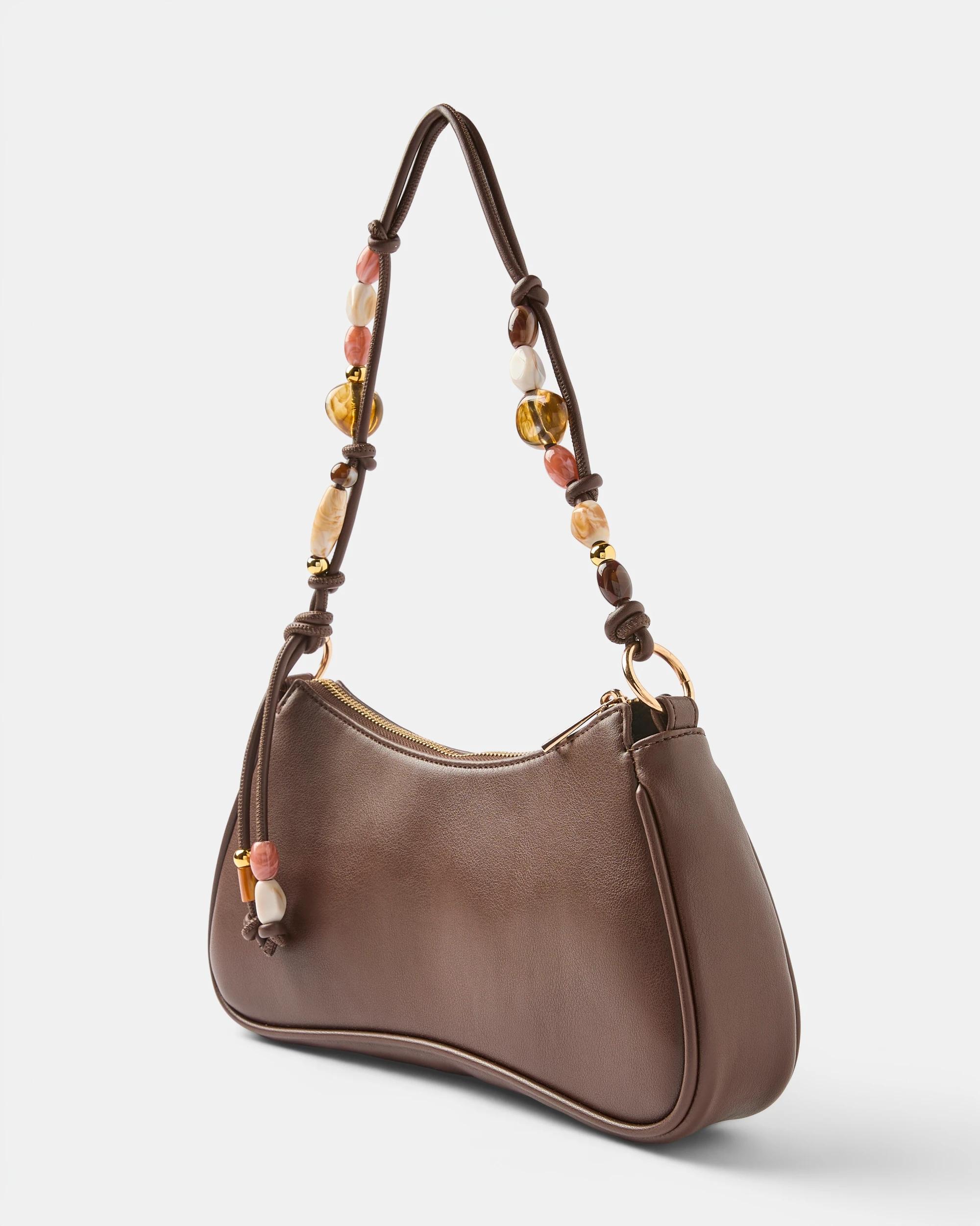 2 Beaded Handle Shoulder Bag Acc Brown, 2 of 3
