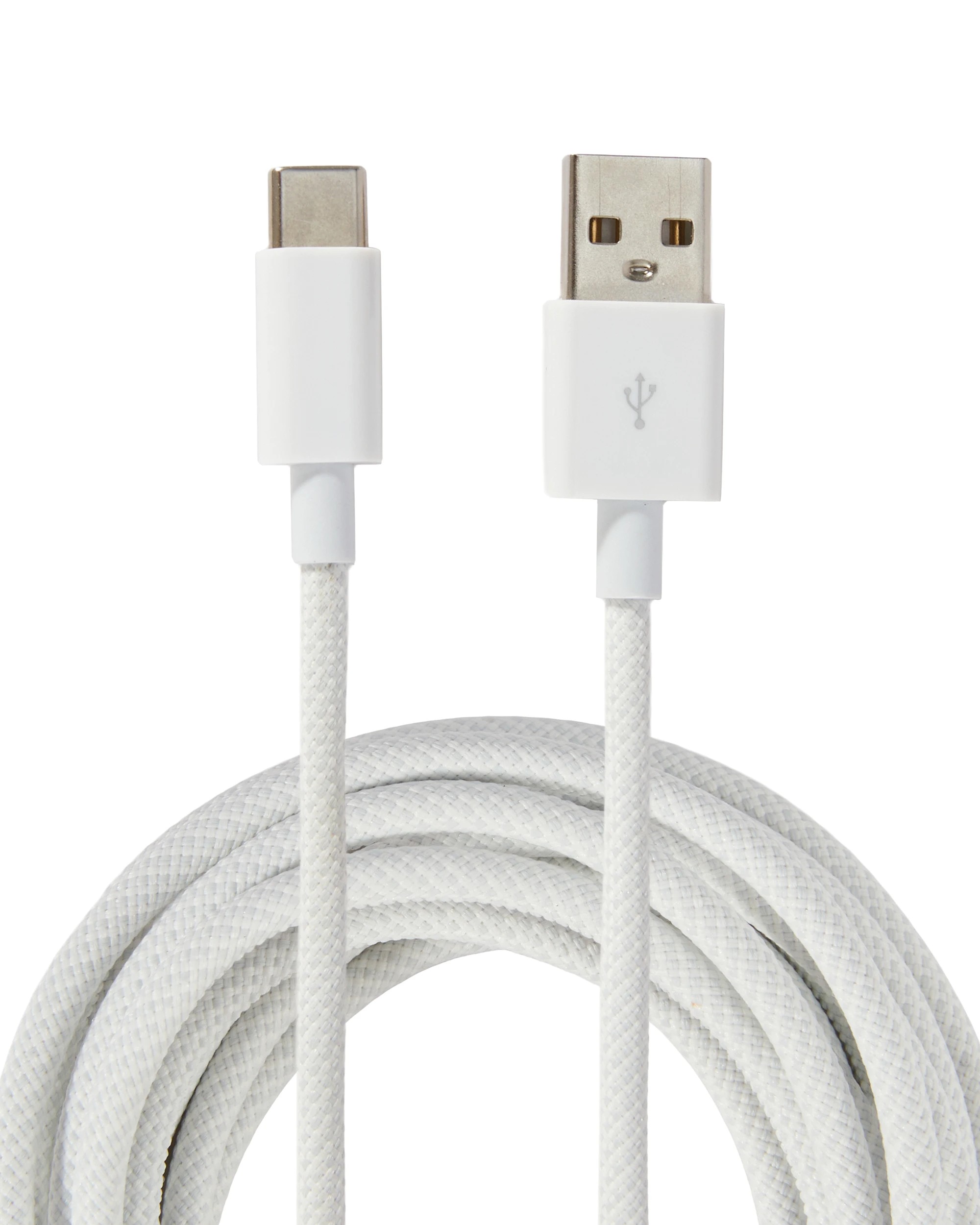 1 2m USB-A to USB-C 60W Braid Cable - White, 1 of 5