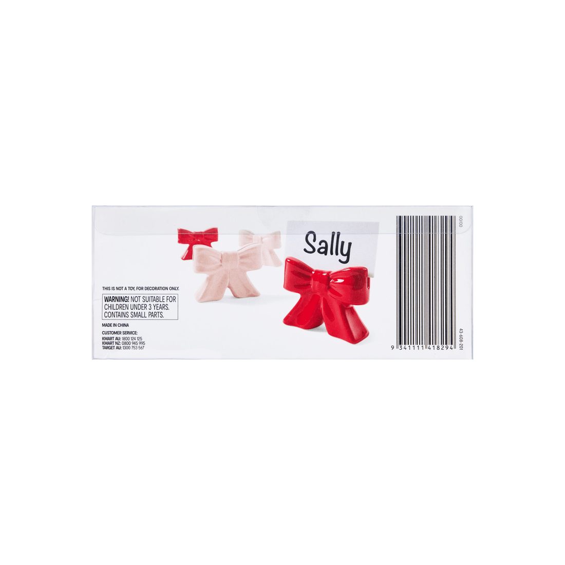 9 4 Pack Pink and Red Ceramic Bow Placecard Holders, 9 of 9