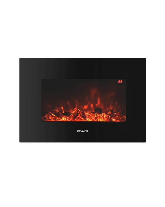Devanti Electric Fireplace Fire Heater 2000W - Black