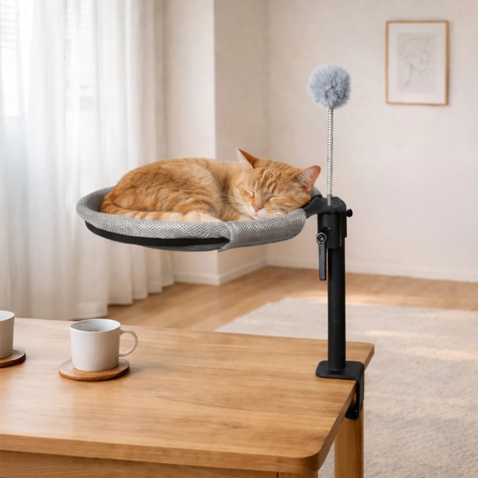 8 Pawz Pet Bed For Desk,Rabbit Velvet Cloth, 360° Rotatable Adjustable Pet Hammock Bed, 8 of 9