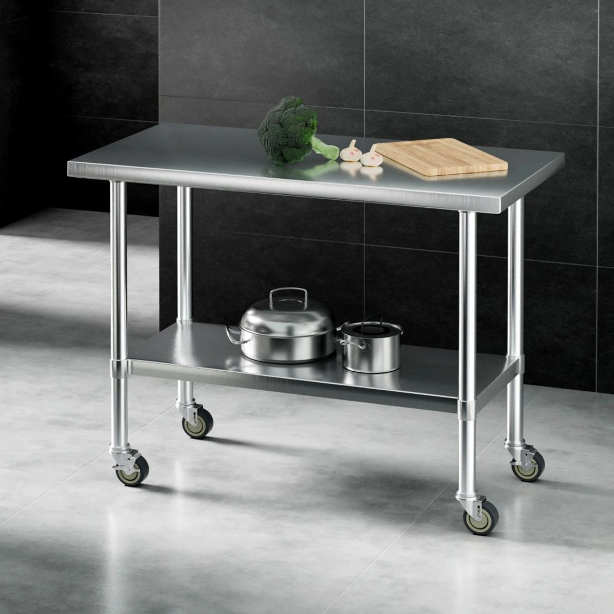 2 Cefito Stainless Steel Kitchen Bench with Wheels - Multi, 2 of 8
