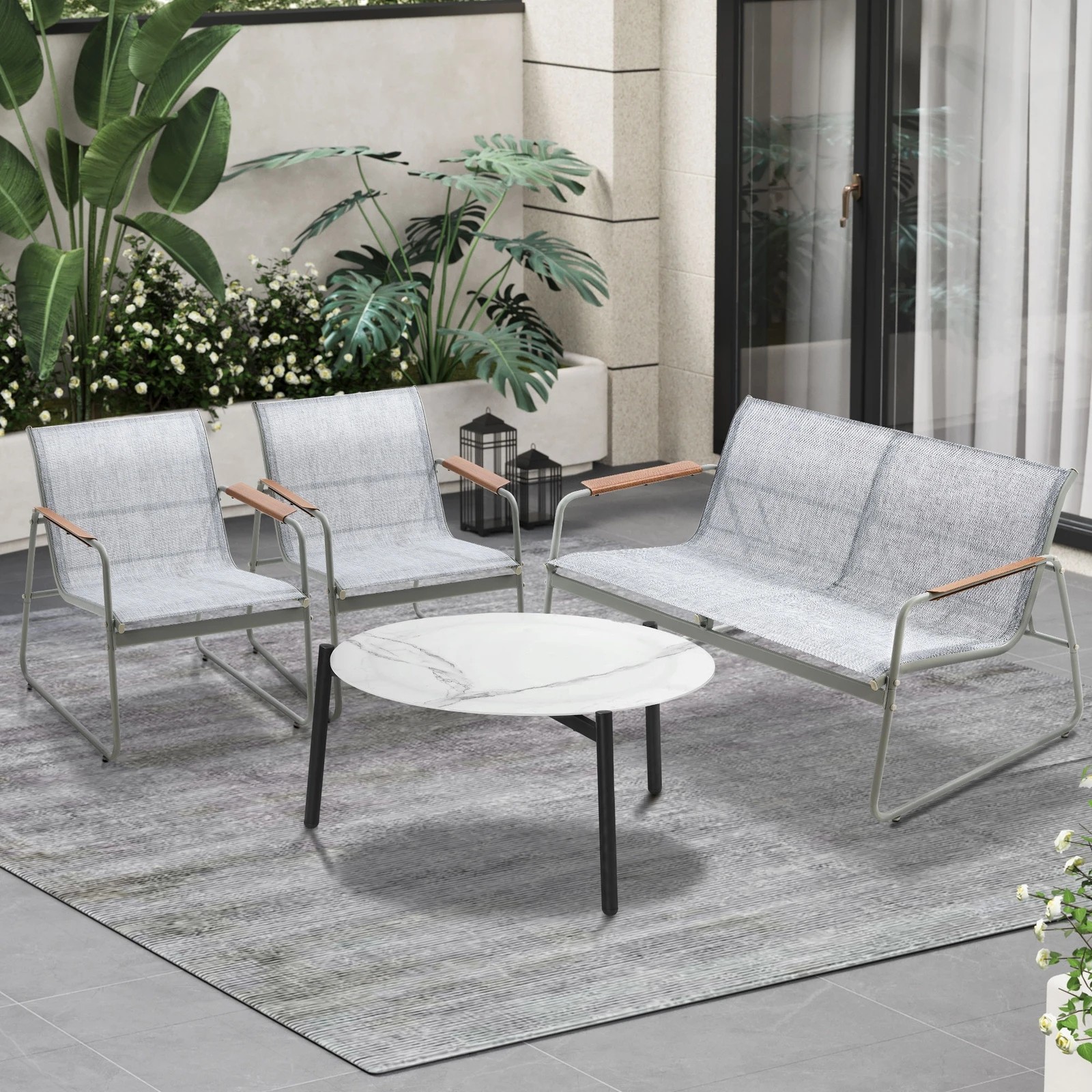 3 Livsip Outdoor Lounge Setting 4 Seater Furniture Patio 70cm Coffee Table Chair - Multi, 3 of 9