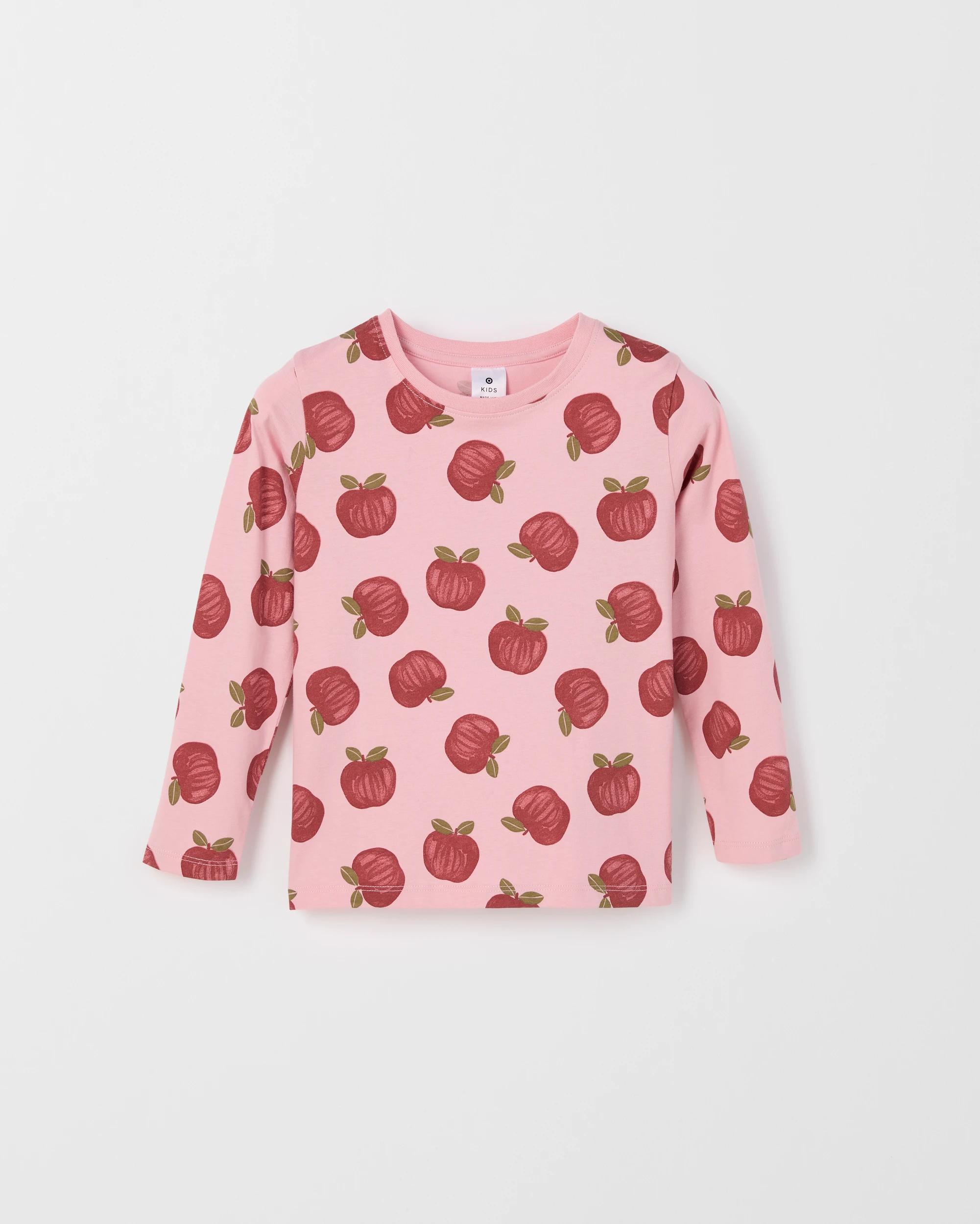3 Target Kids Australian Cotton 3 Pack Long Sleeve T-Shirt STRIPE/APPLE PRINT/ALL OVER PRINT, 3 of 5