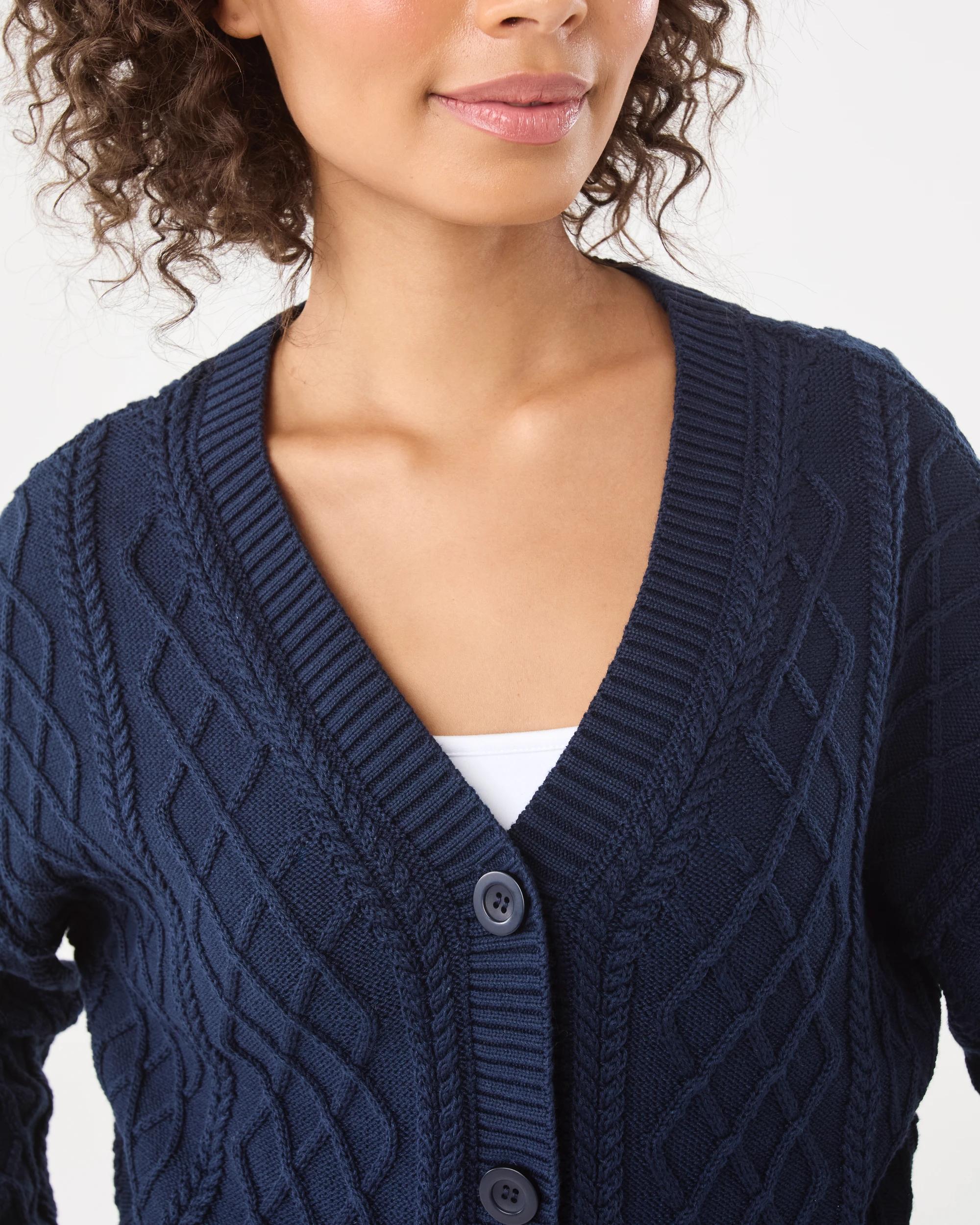 6 Oversized Cable Cardigan Navy Blaze, 6 of 8