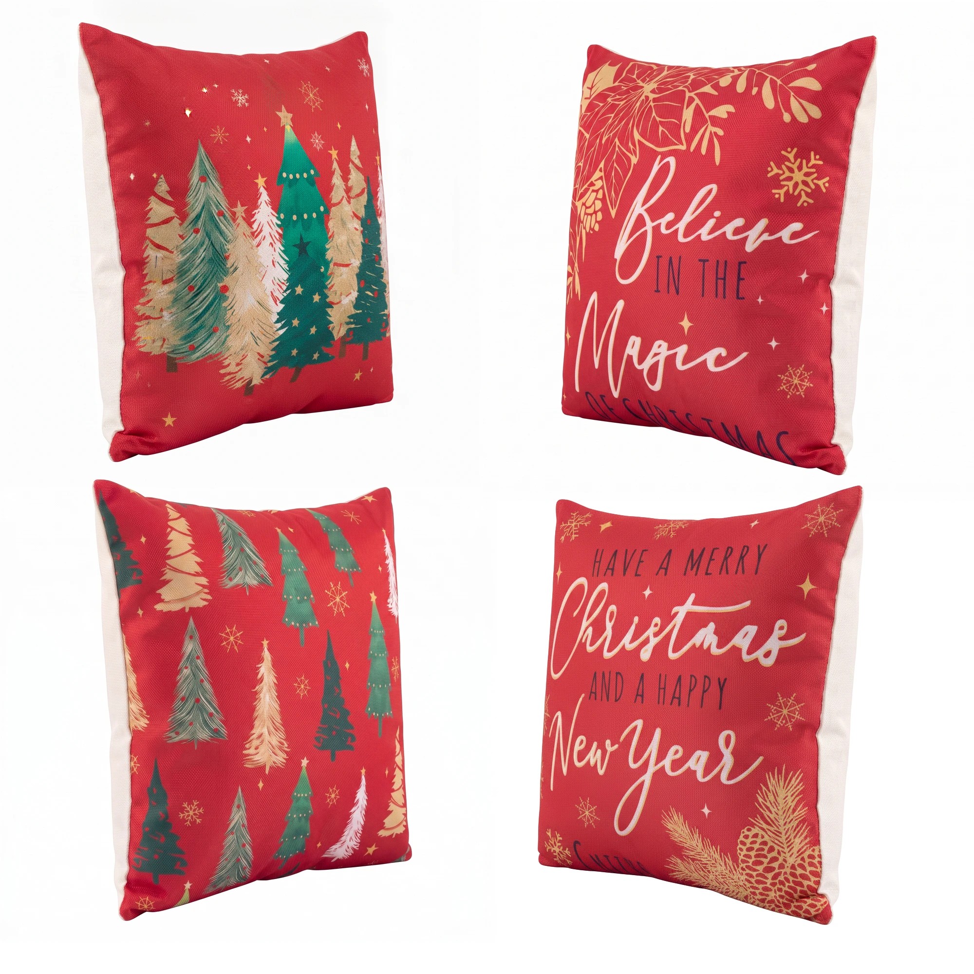 4 Jingle Jollys Christmas Cushion Covers Set of 4 Pillow Covers 45x45cm With 4 Cute Patterns Christmas Decor - Multi, 4 of 8