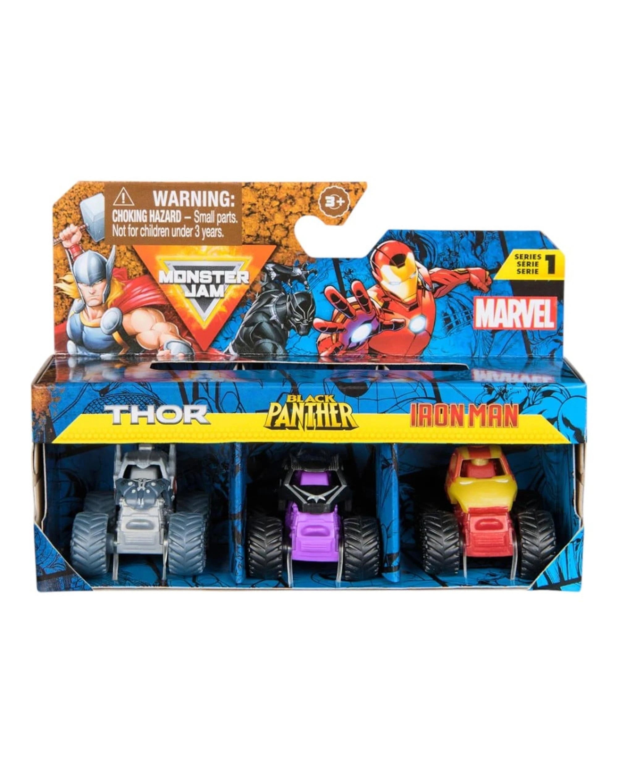 1 Monster Jam Mini's Marvel 3 Pack Bundle - Thor/Black Panther/Iron Man, 1 of 4